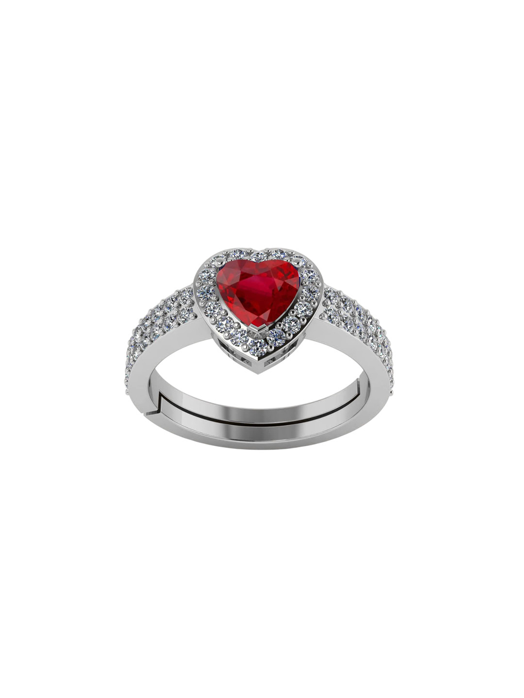 LMDPRAJAPATIS Unisex 2.25 Ratti 1.50 Carat Certified Ruby Manik Gemstone Heart Shape Silver Ring For Women's