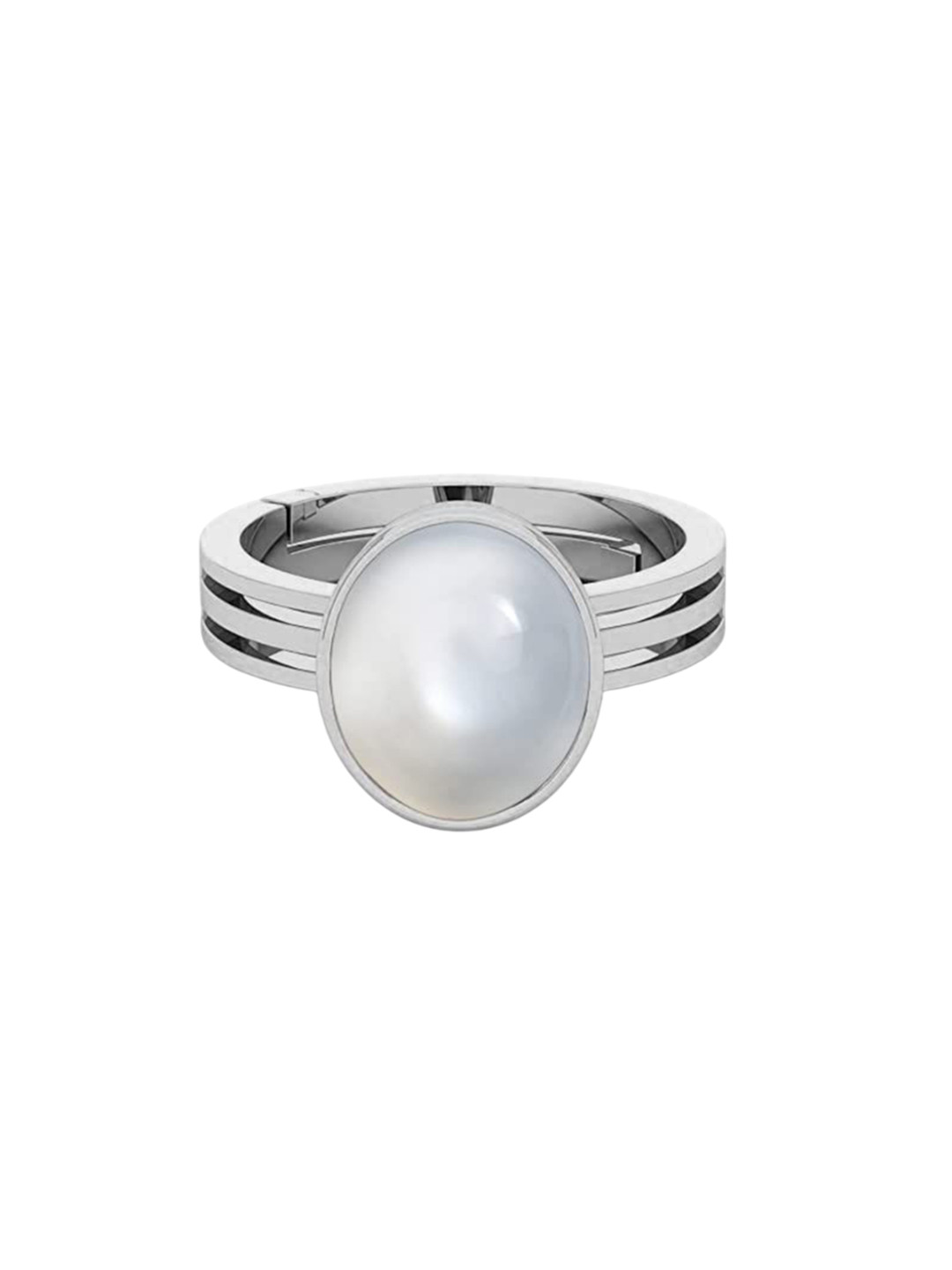 LMDPRAJAPATIS Unisex 10.25 Ratti / 9.50 Carat Natural Pearl Stone Silver Adjustable Ring For Men And Women