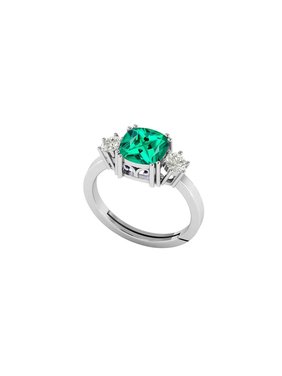 LMDPRAJAPATIS Unisex 7.25 Ratti 6.50 Carat Emerald Stone Arstrological Purpose Silver Adjustable Ring For Men