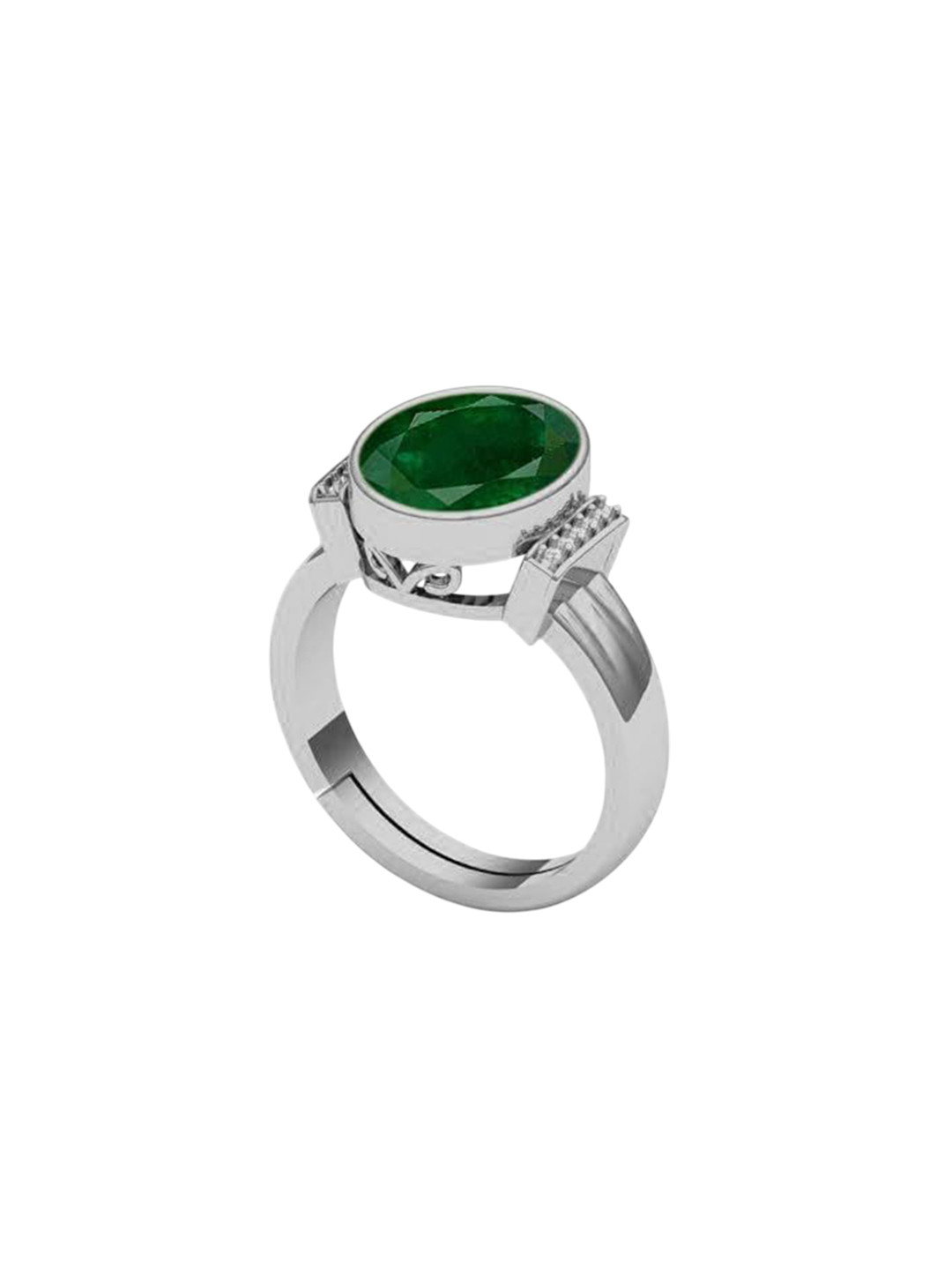 LMDPRAJAPATIS Unisex 5.25 Ratti 4.50 Carat Emerald Birthstone Silver Adjustable Ring For Men And Women