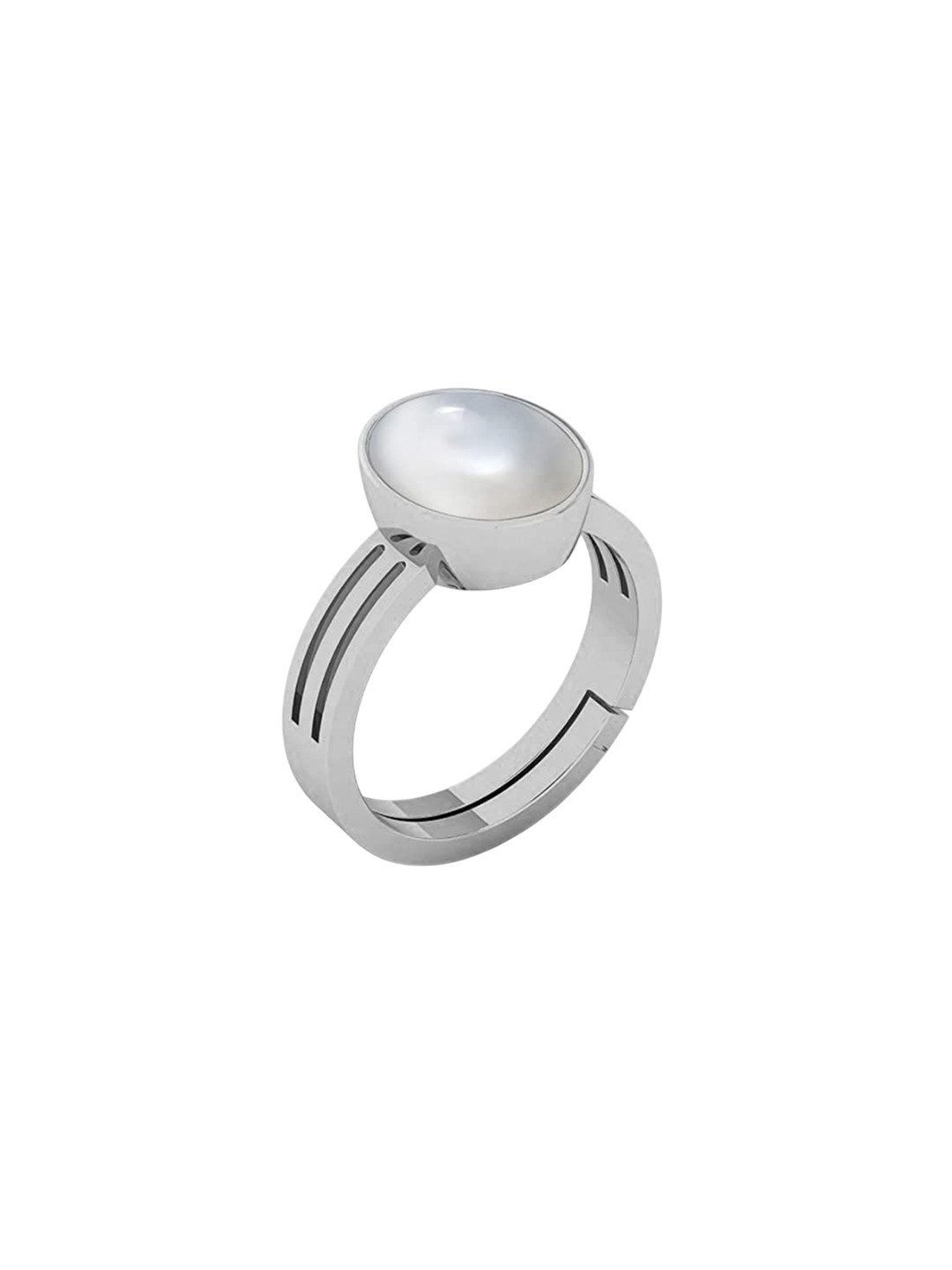 LMDPRAJAPATIS Unisex 4.25 Ratti / 3.50 Carat Natural Pearl Stone Silver Adjustable Ring For Men And Women