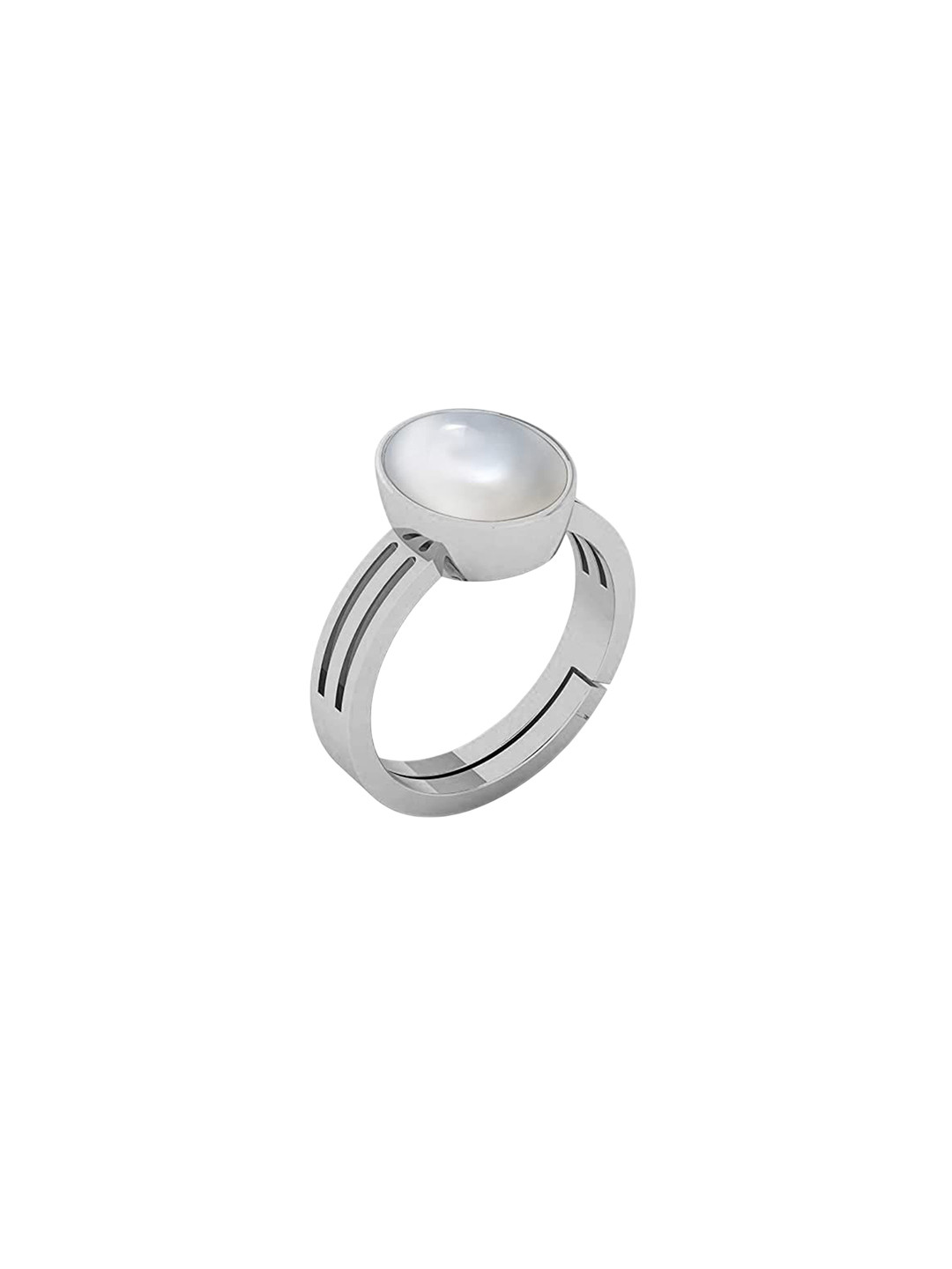 LMDPRAJAPATIS Unisex 6.25 Ratti / 5.50 Carat Natural Pearl Stone Silver Adjustable Ring For Men And Women