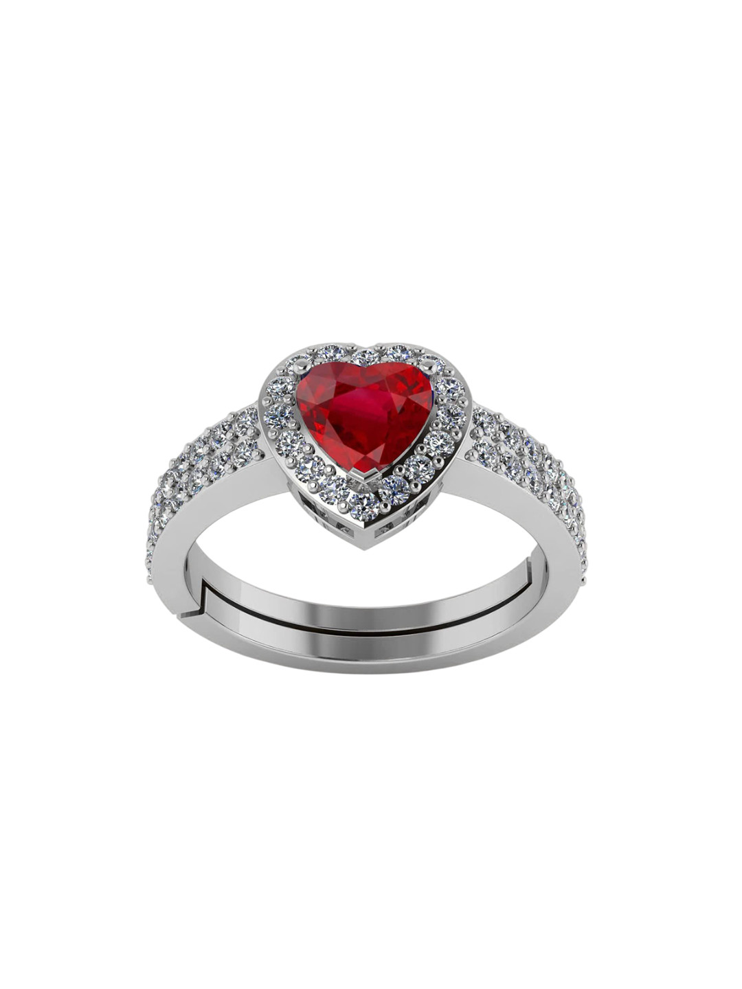 LMDPRAJAPATIS Unisex 10.25 Ratti 9.50 Carat Certified Ruby Manik Gemstone Heart Shape Silver Ring For Women's