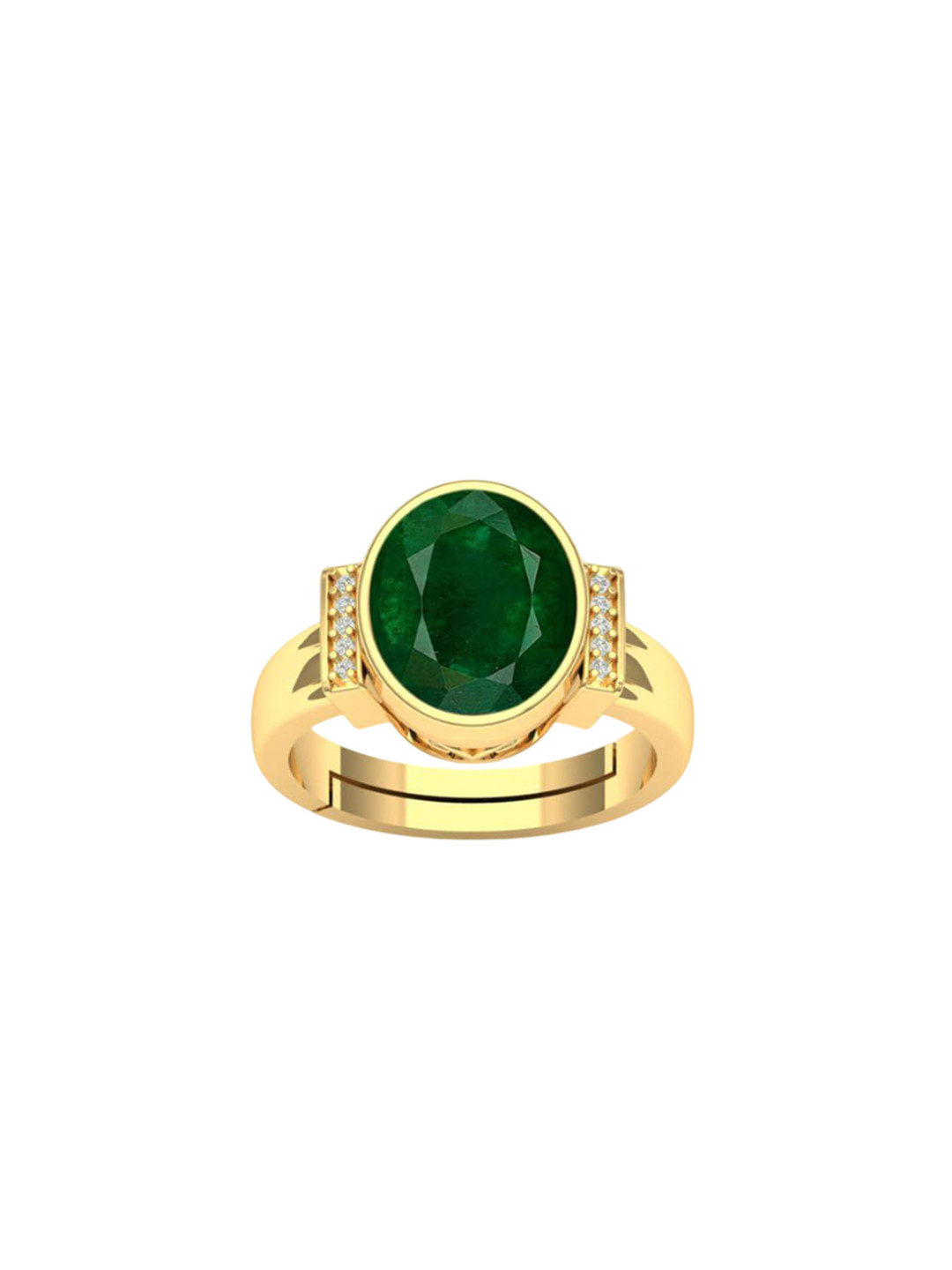 LMDPRAJAPATIS Unisex 3.25 Ratti 2.75 Carat Natural Emerald Zirconia Stone Gold Ring For Women