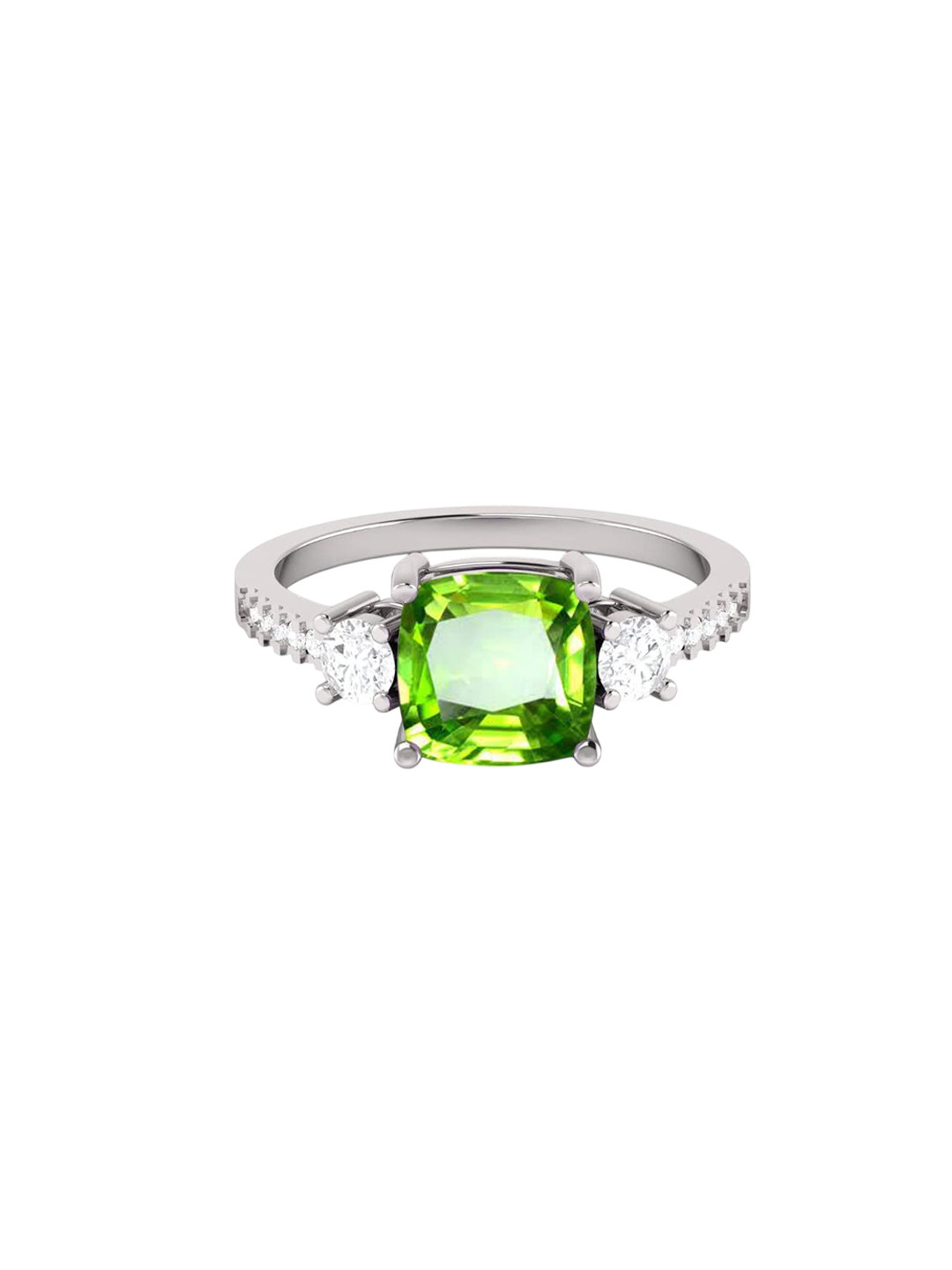 LMDPRAJAPATIS Unisex 2.25 Ratti 1.50 Carat Natural Peridot Cubic Zirconia Adjustable Silver Ring For  and women