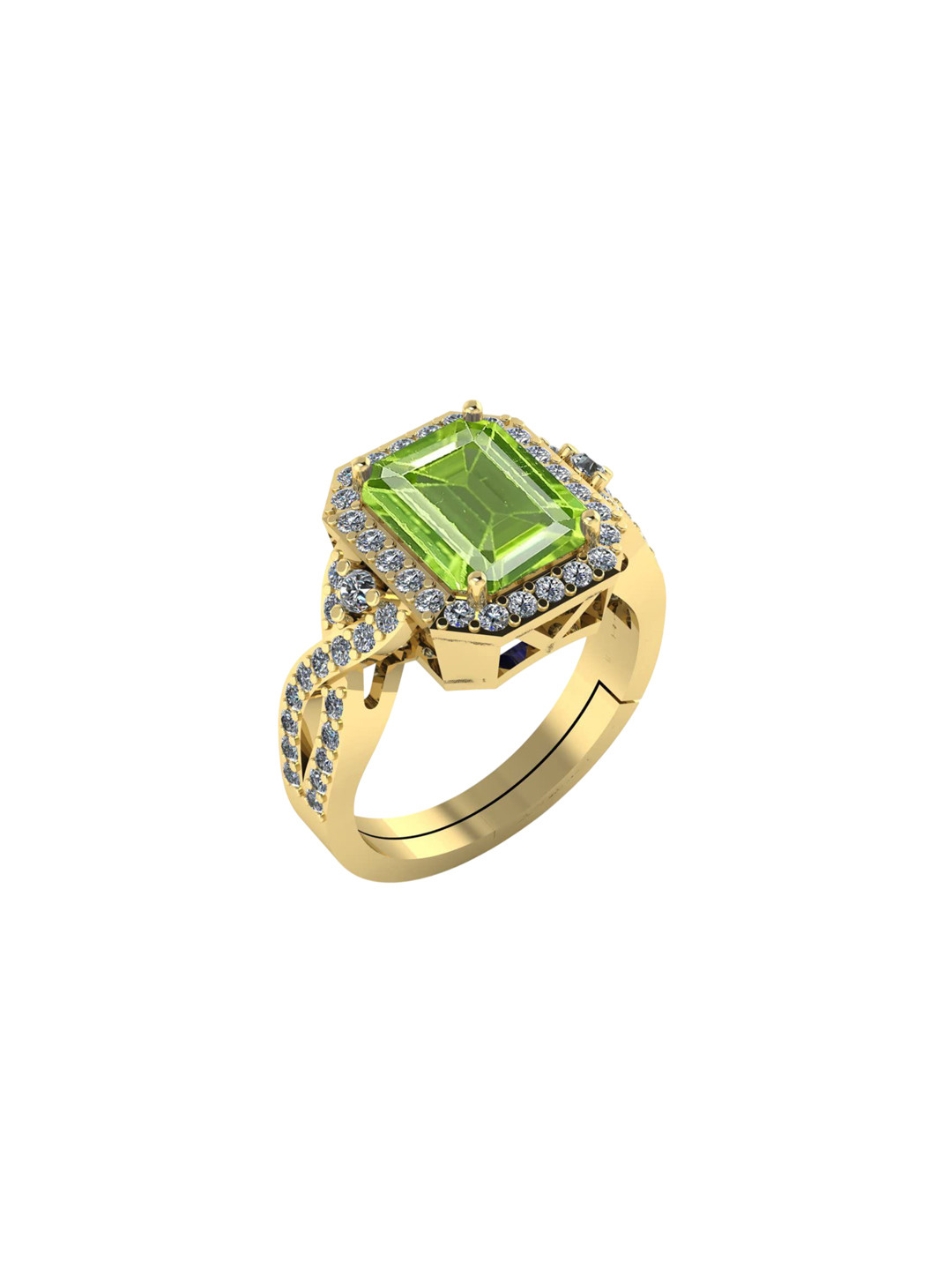 LMDPRAJAPATIS Unisex 11.25 Ratti 10.50 Carat Original Peridot August Birthstone Gold Plated Ring For Women's