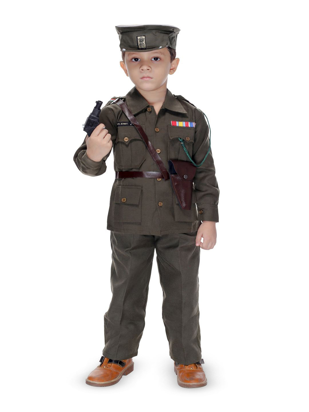 Smuktar garments Boys Spread Collar Cotton Blend Casual Military Costume