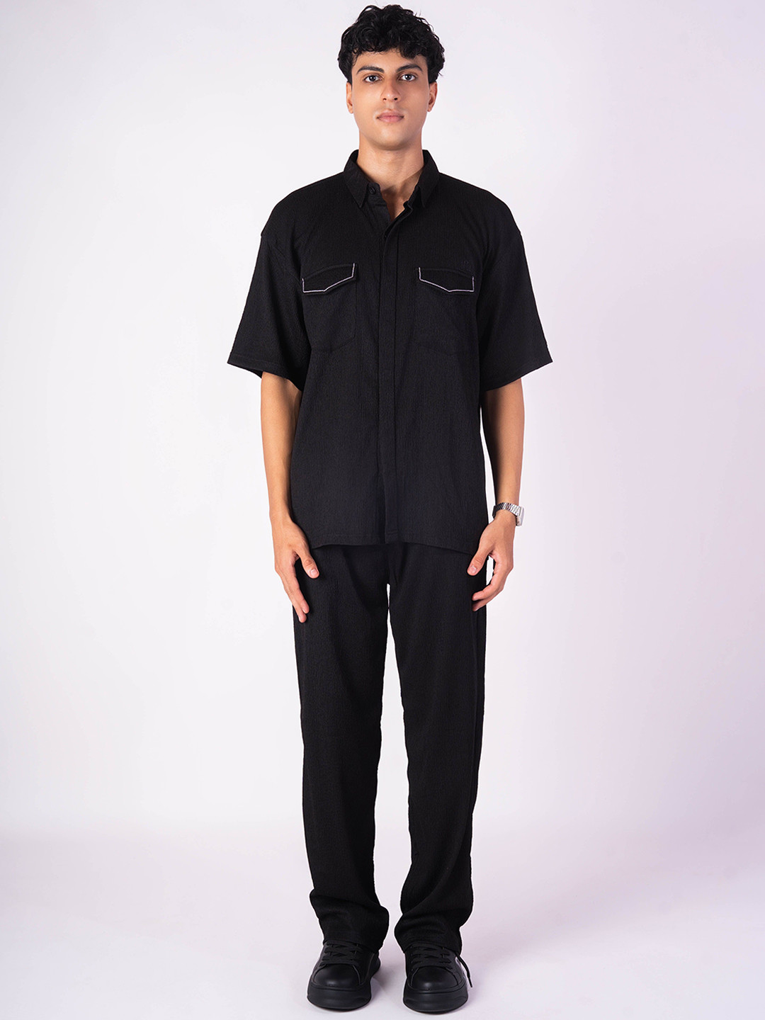 Hop Head Black Crinkle Co-Ord Set