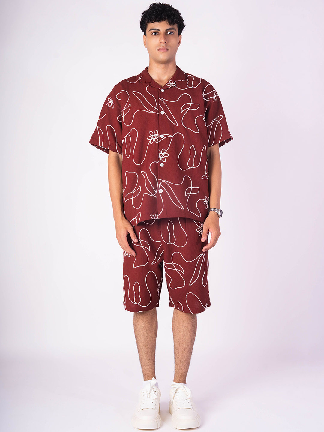Hop Head Maroon Embroidered Co-Ord Set
