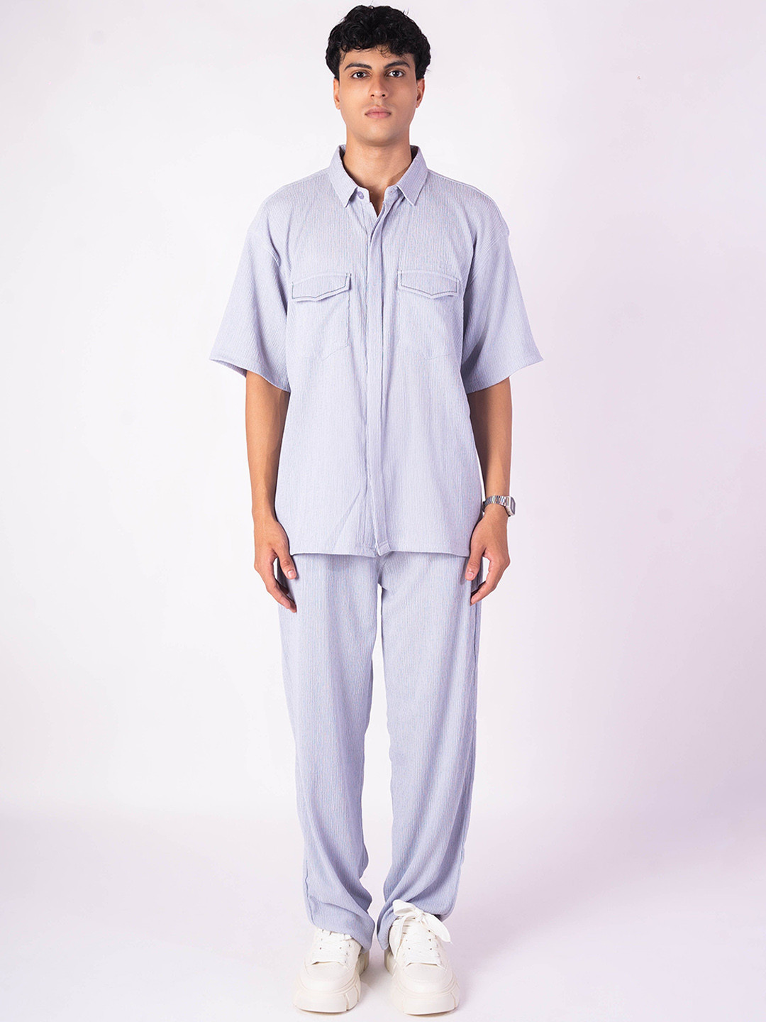 Hop Head Silver Grey Crinkle Co-Ord Set