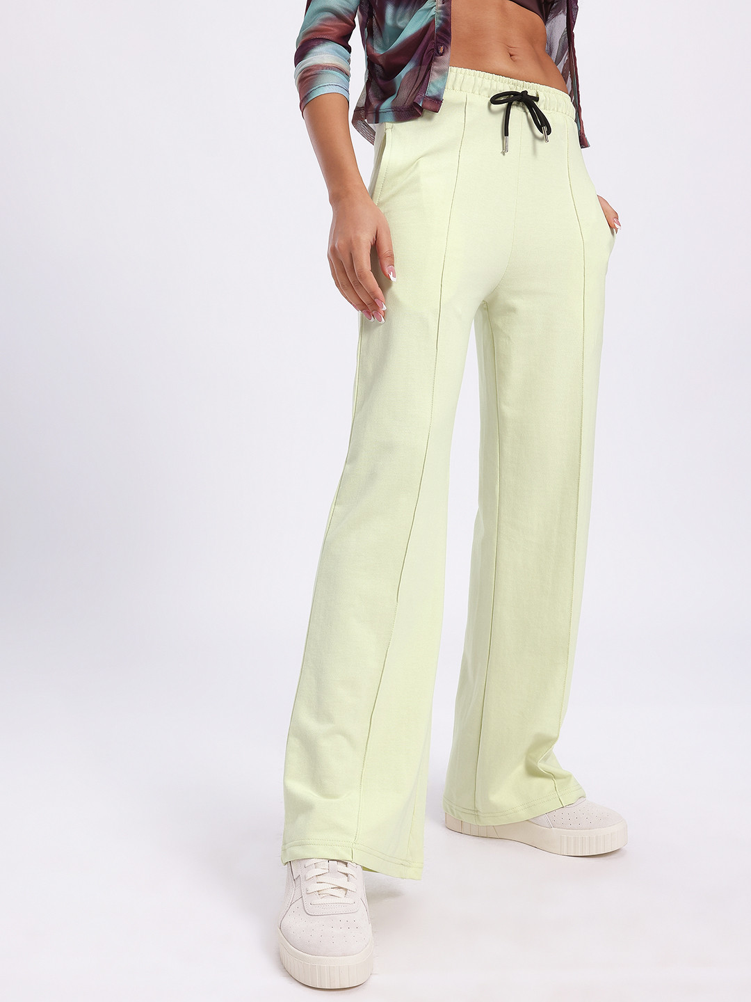 glitchez Women Pleated Wide Leg Fit Trousers