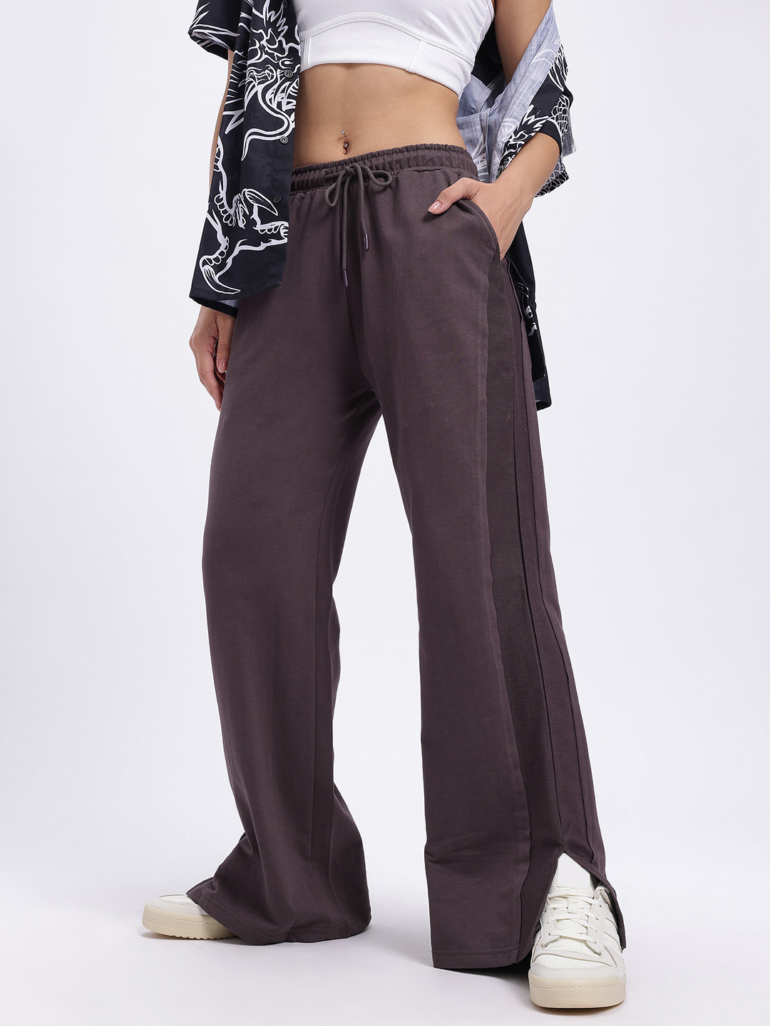 glitchez Women Straight Edge Slit Hem Trousers