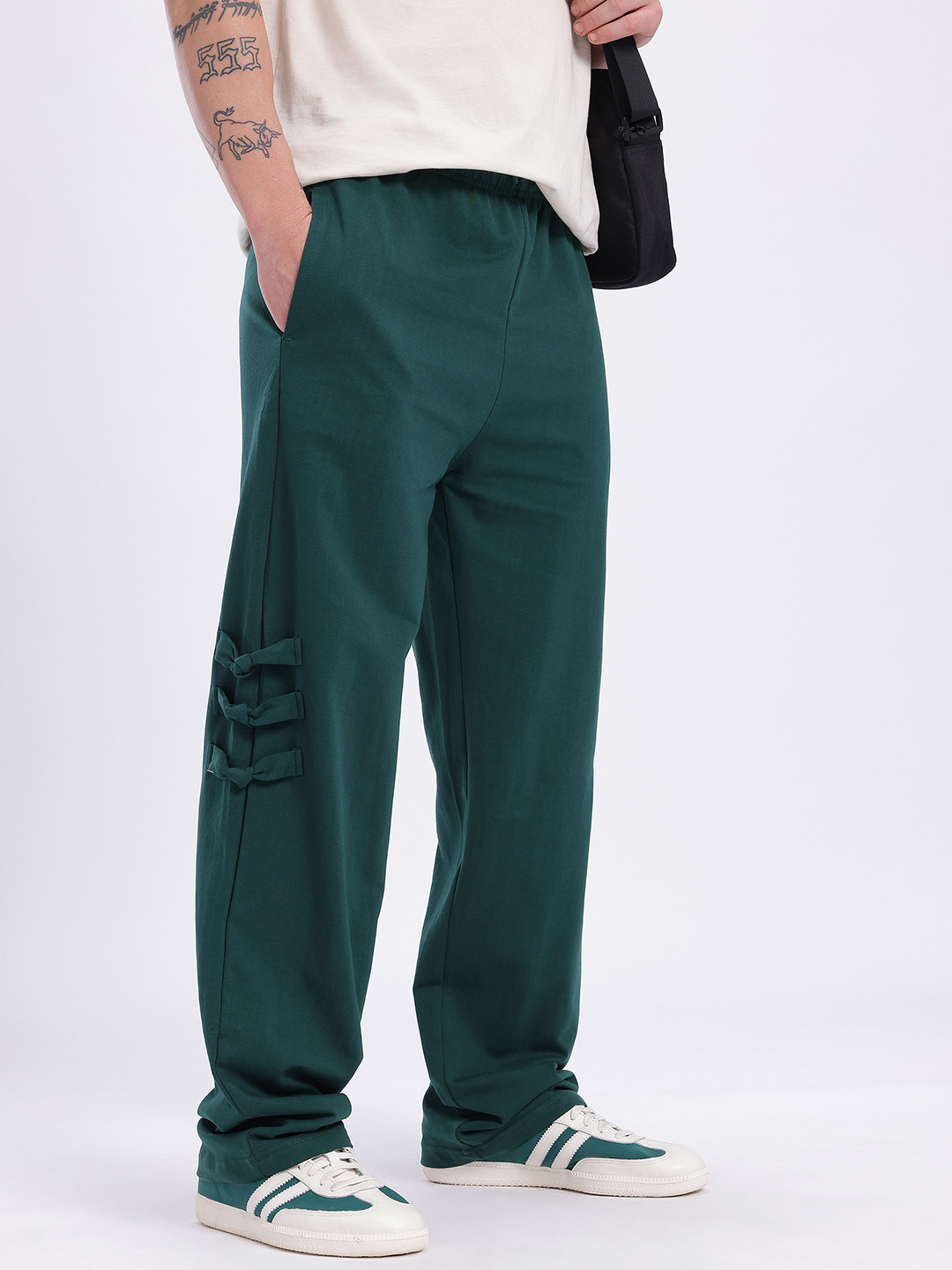 glitchez Men Mid-Rise Knot Detail Relaxed Fit Track Pants