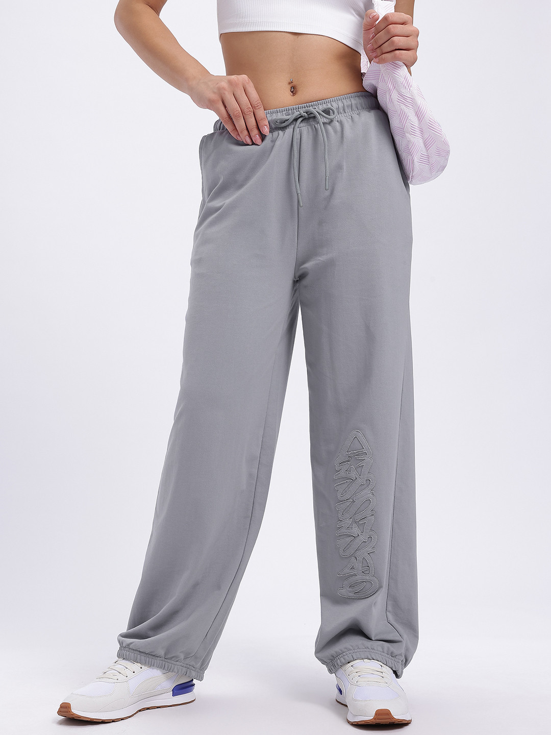 glitchez Women Embroidered Baggy Joggers