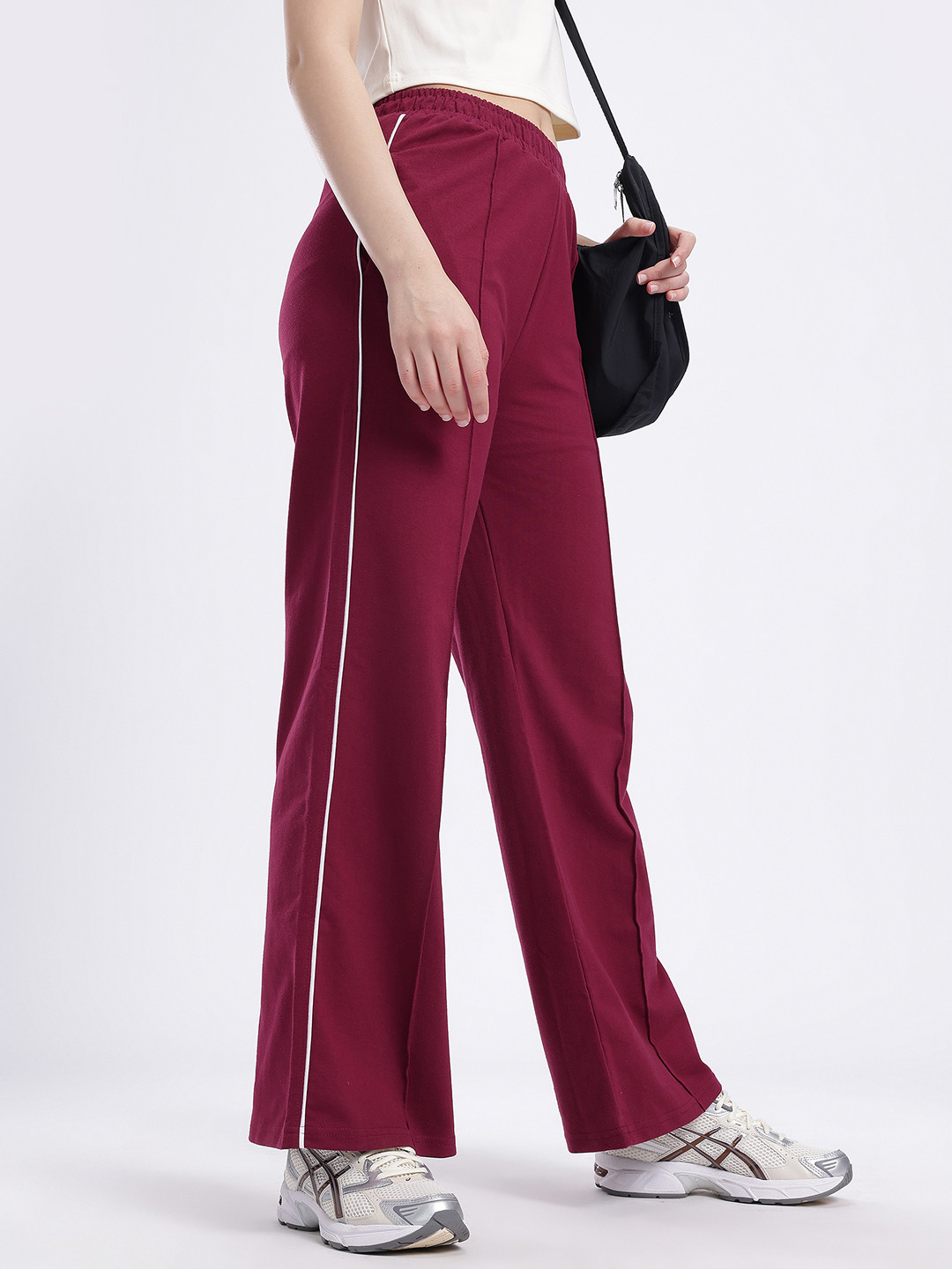 glitchez Women Pleated Side Stripe Wide Leg Trousers
