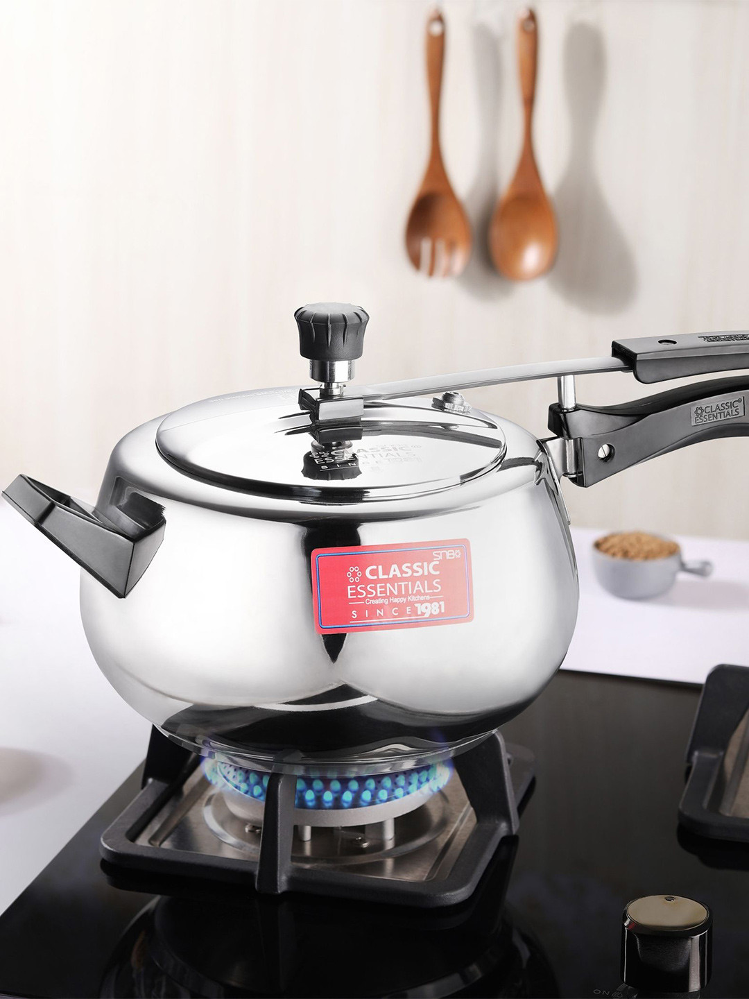 Classic Essentials Prochef Silver Stainless Steel Induction Base Inner Lid Ceramic Pressure Cooker-5 L