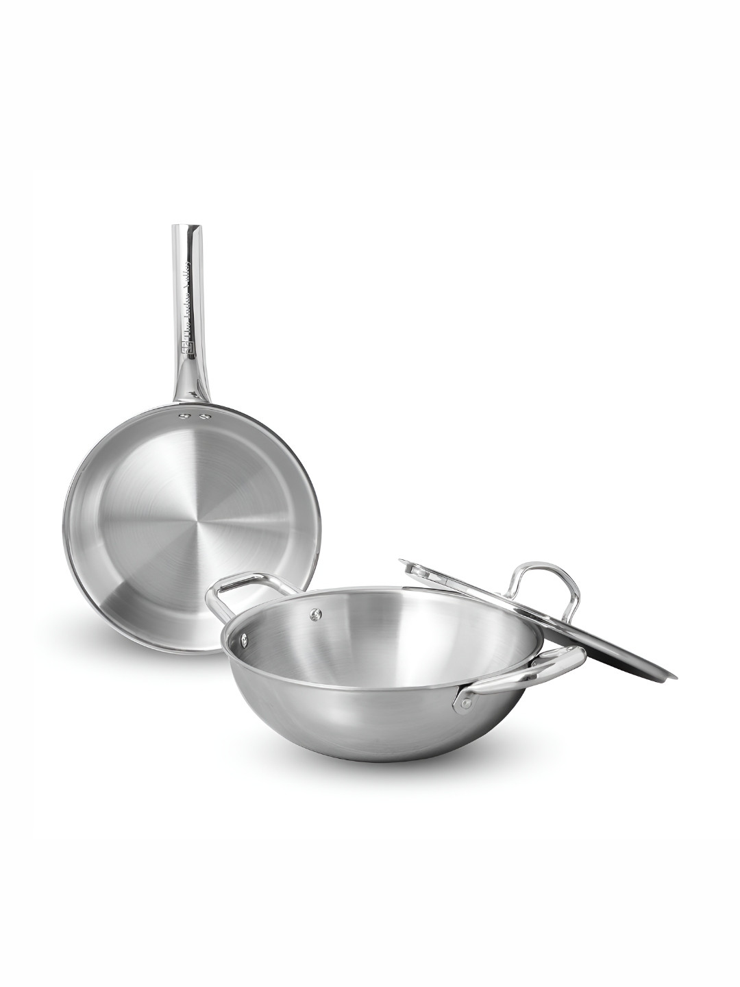 The Indus Valley Silver-Toned Dishwasher Safe Tri-Ply Stainless Steel Cookware Set of