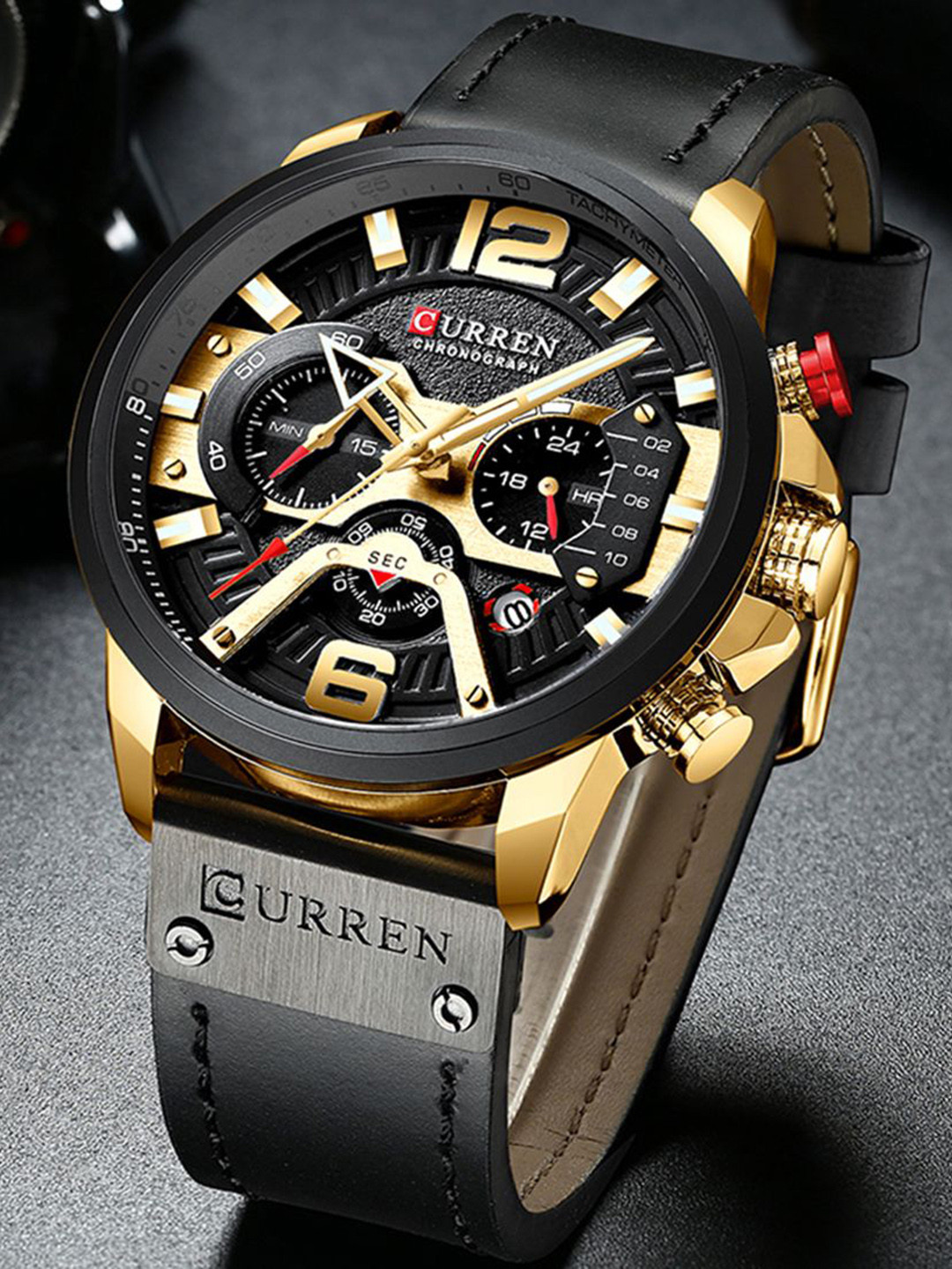 Curren Men Stainless Steel Chronograph Analogue Watch CR-8329-Gold Black