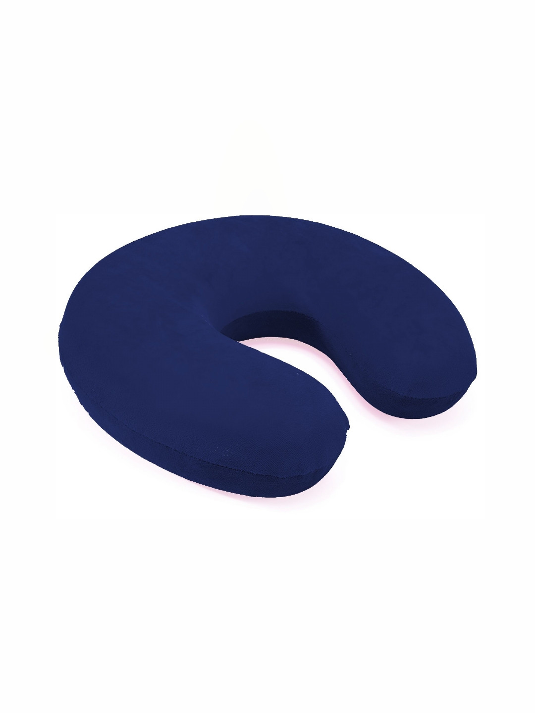 Mom's Moon Navy Blue Solid Faux Velvet Lightweight Firm Fibre Travel Pillow-35.56 x 30.48 cm