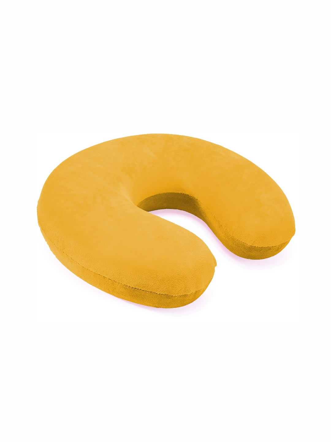 Mom's Moon Gold Solid Faux Velvet Lightweight Firm Fibre Travel Pillow-35.56 x 30.48 cm