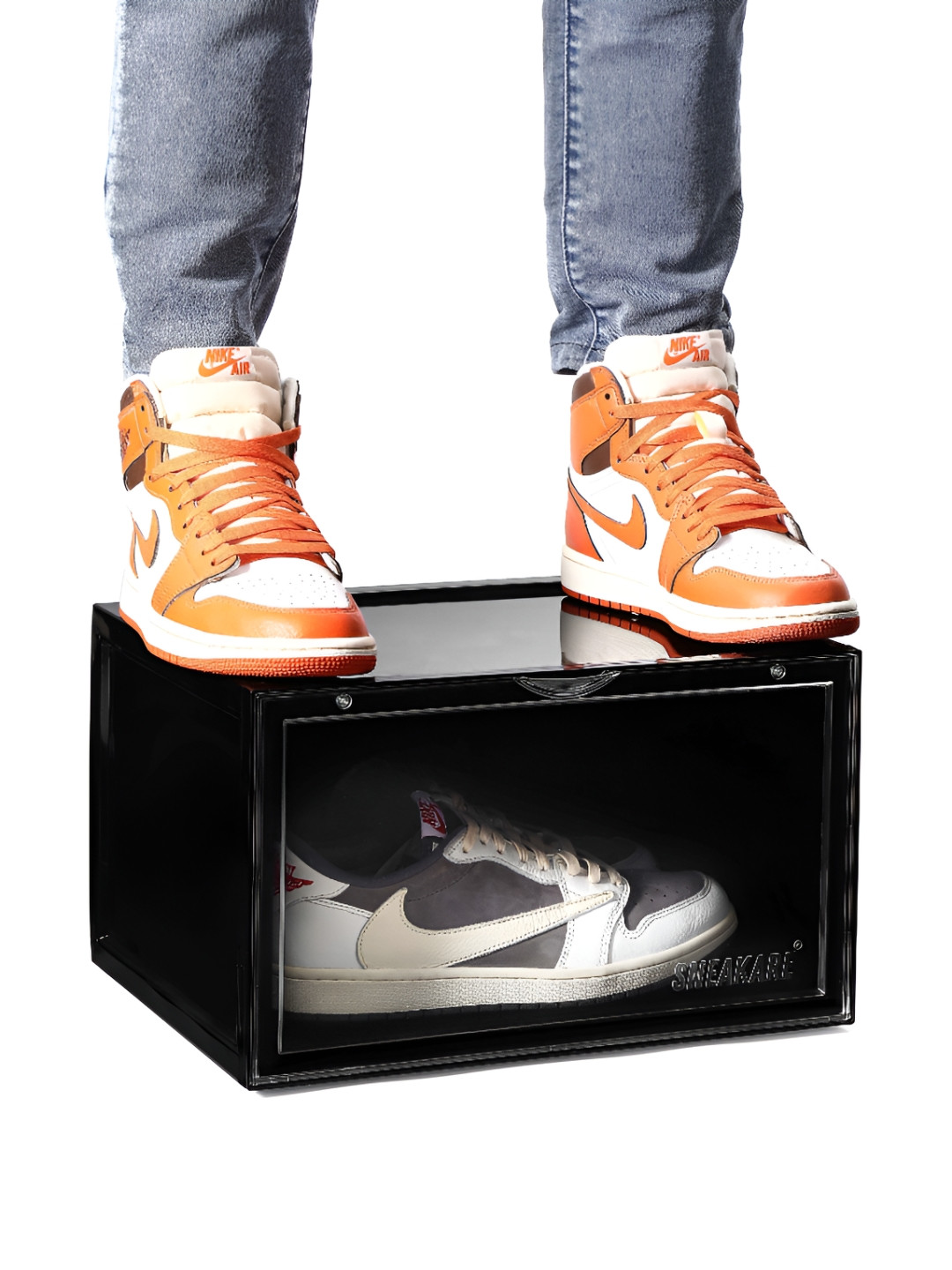 SNEAKARE  Black Side Drop Shoe Rack & Storage Box Shoe Organiser