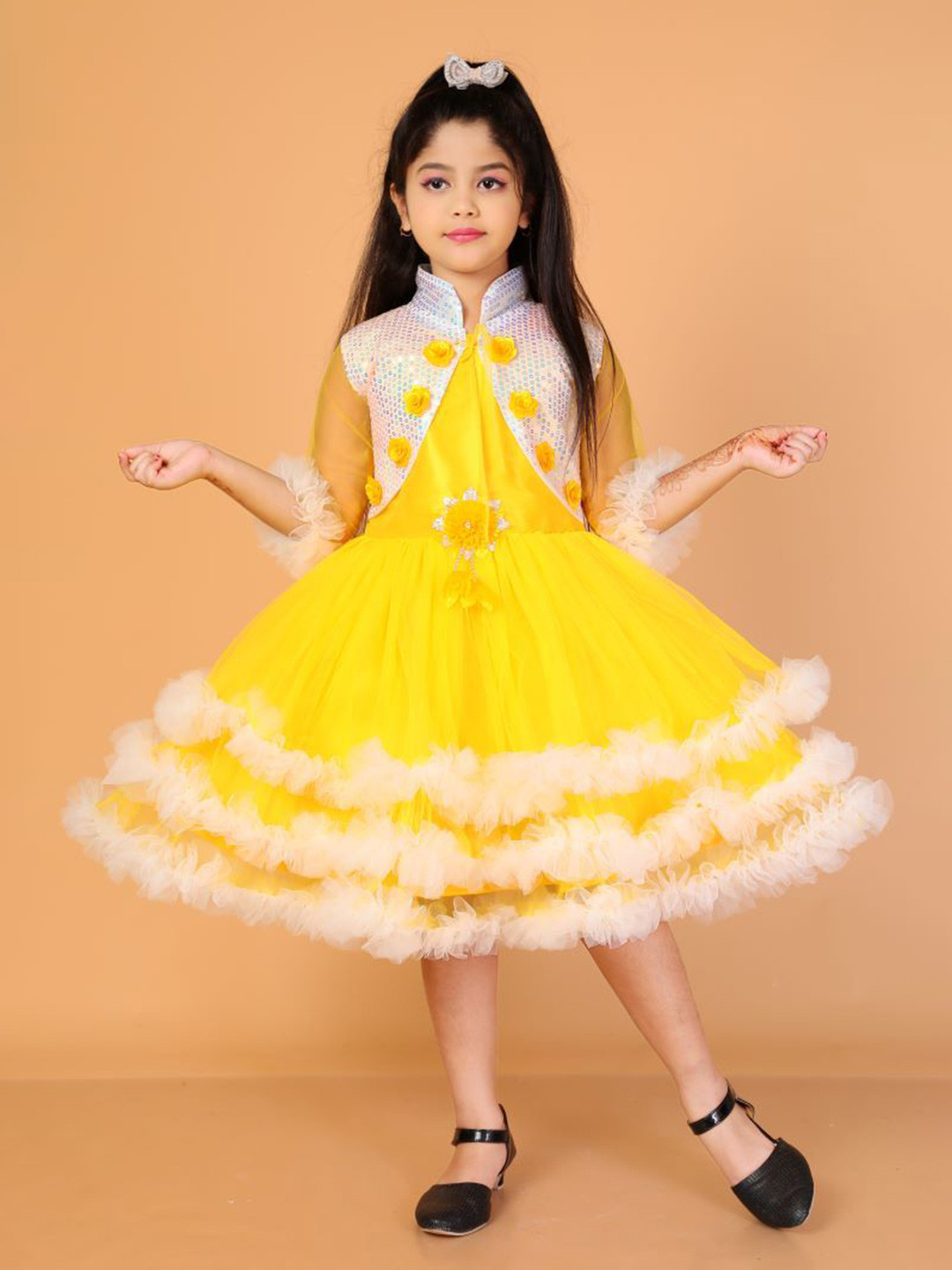 Jhilik Garments Girls Net Fit and Flare Dress