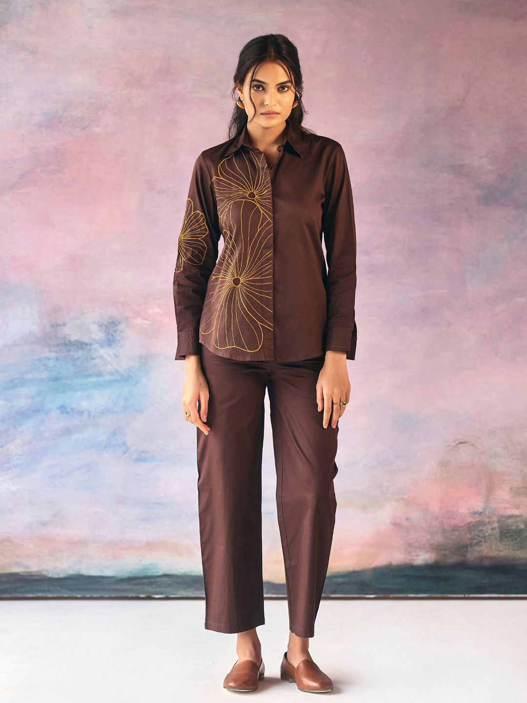 Prakriti Jaipur Magnolia Embroidered Shirt & Trousers Co-Ords