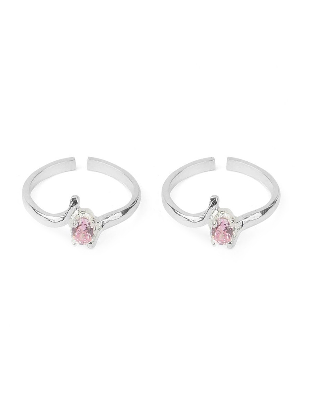 Paavni 925 Sterling Silver Stone Studded Toe Rings