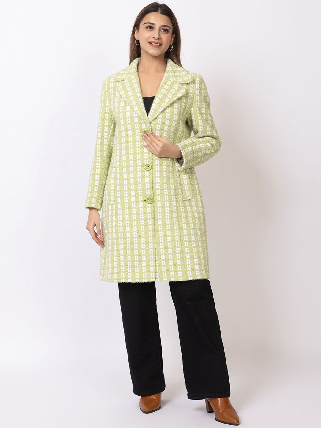 Winter Wonders Women Self-Design Single-Breasted Overcoats