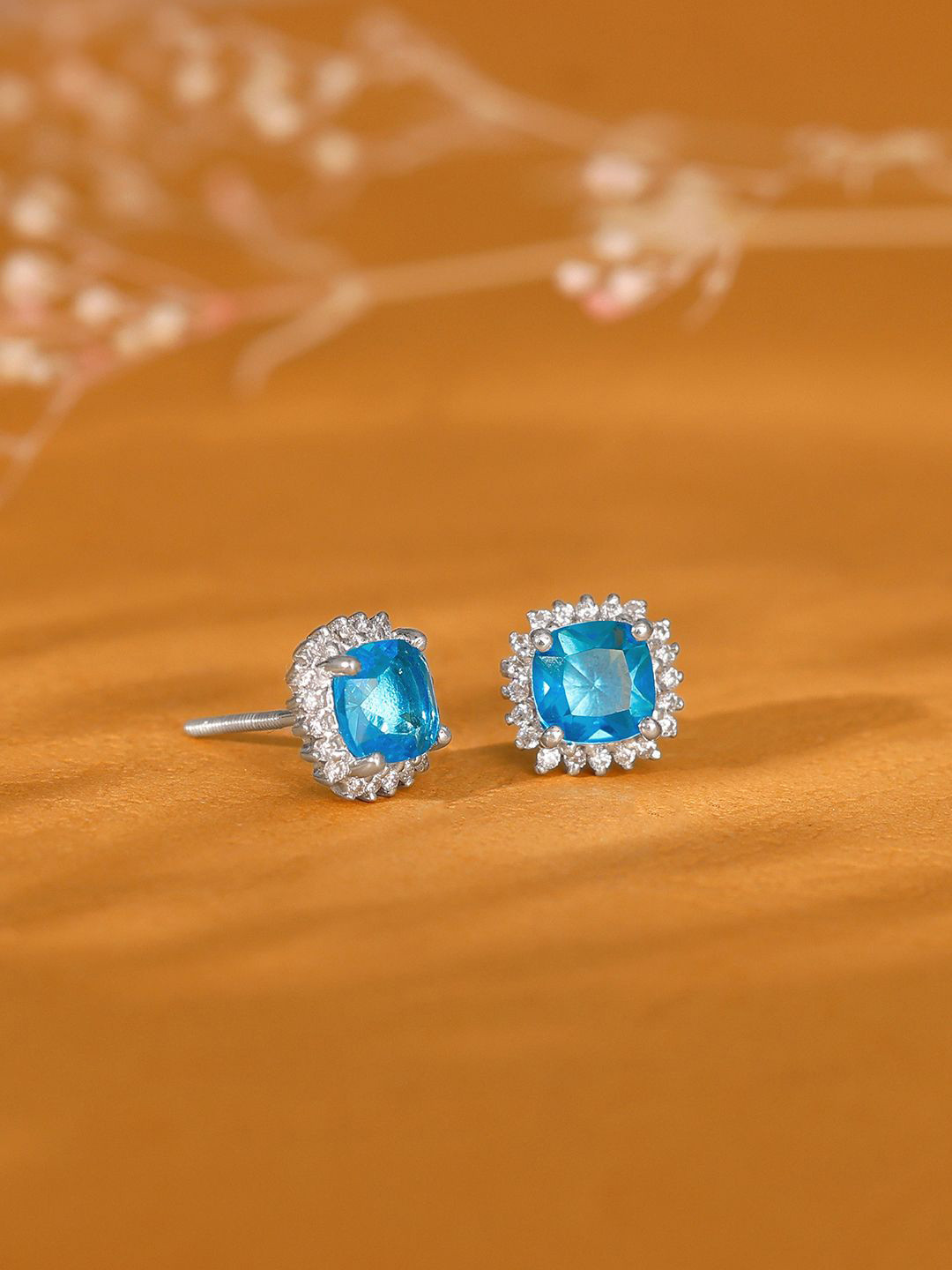 GIVA 925 Sterling Silver Rhodium-Plated Contemporary Oceanic Studs Earrings
