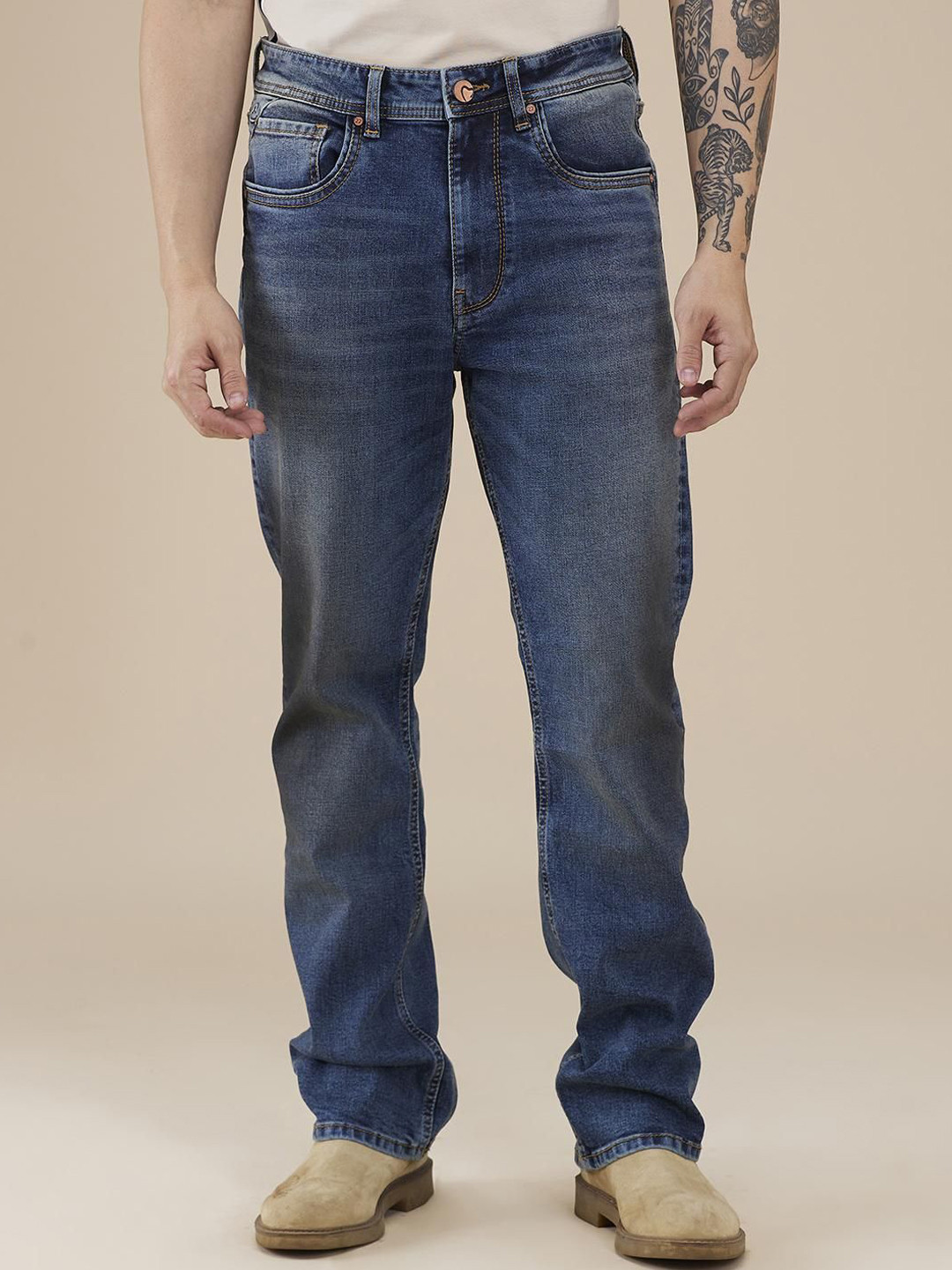 Being Human Men Classic Light Fade Stretchable Mid-Rise Jeans