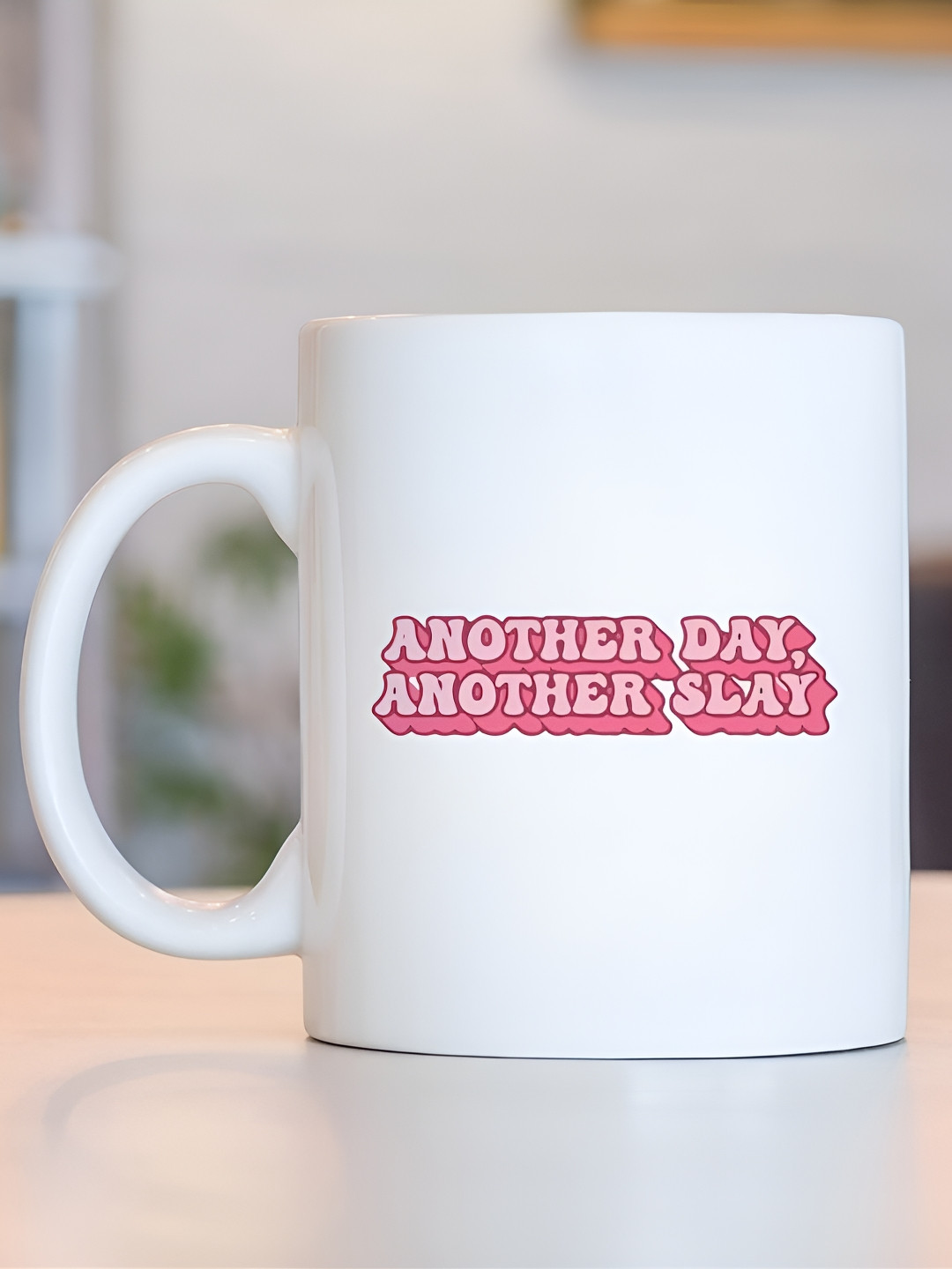 Giftii Matte White Typography Ceramic Handmade Mug-300ml