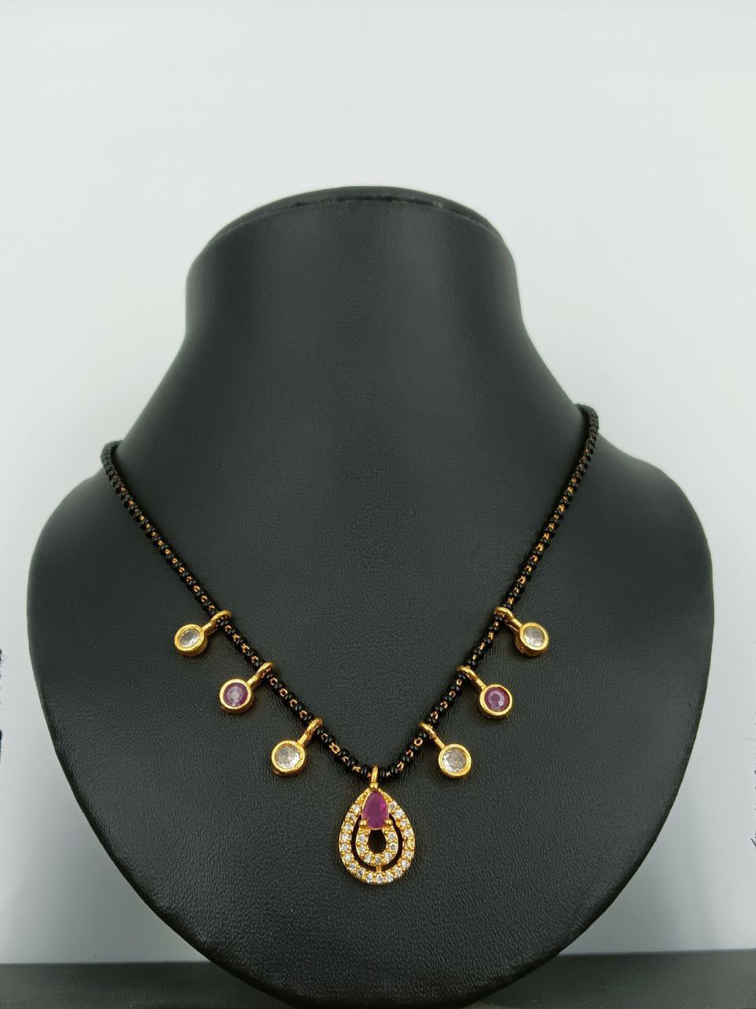 Harikrupa Gold-Plated Artificial Stones Studded Mangalsutra