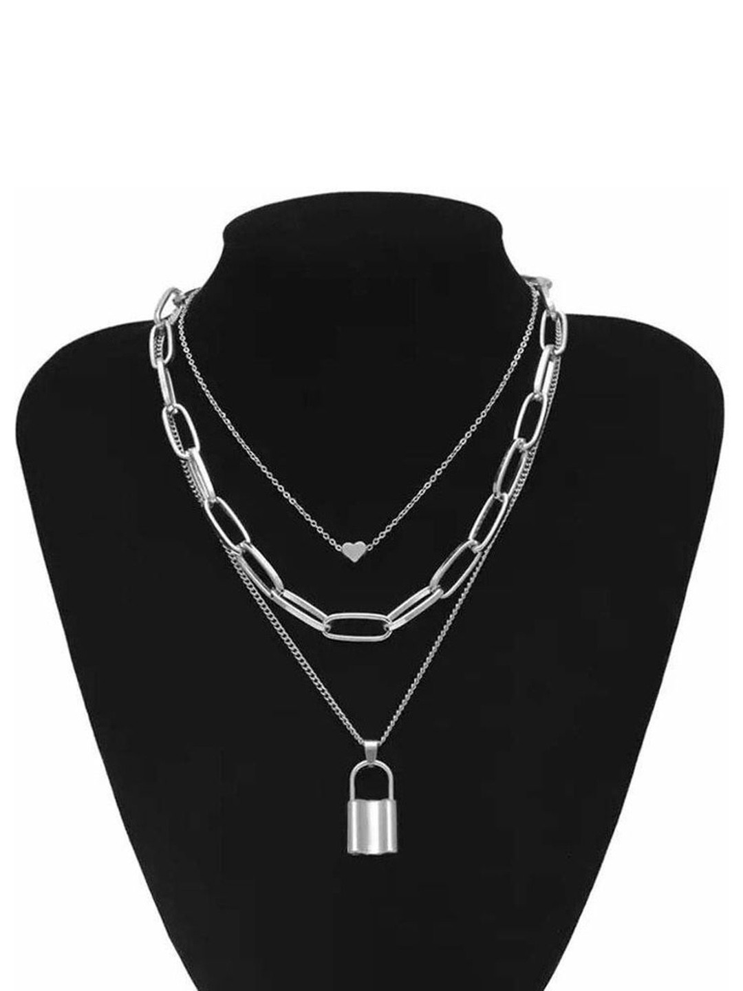 Oxidized Heaven Silver Silver Plated Layered Necklace