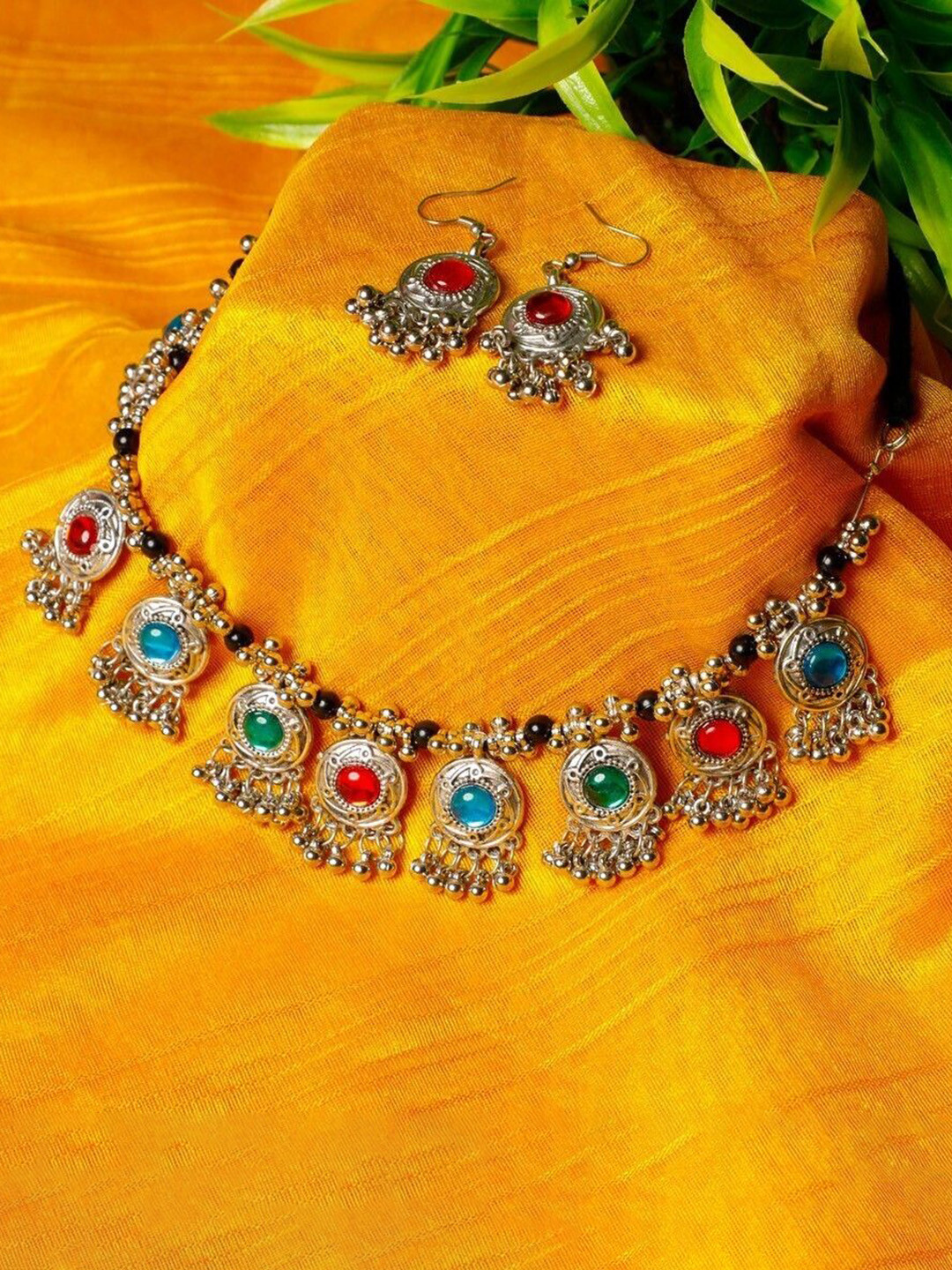 Oxidized Heaven Silver-Plated Jewellery Set