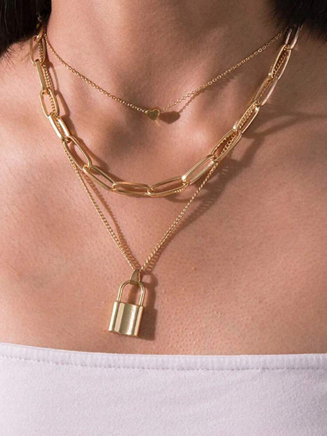 Oxidized Heaven Gold-Plated Layered Necklace