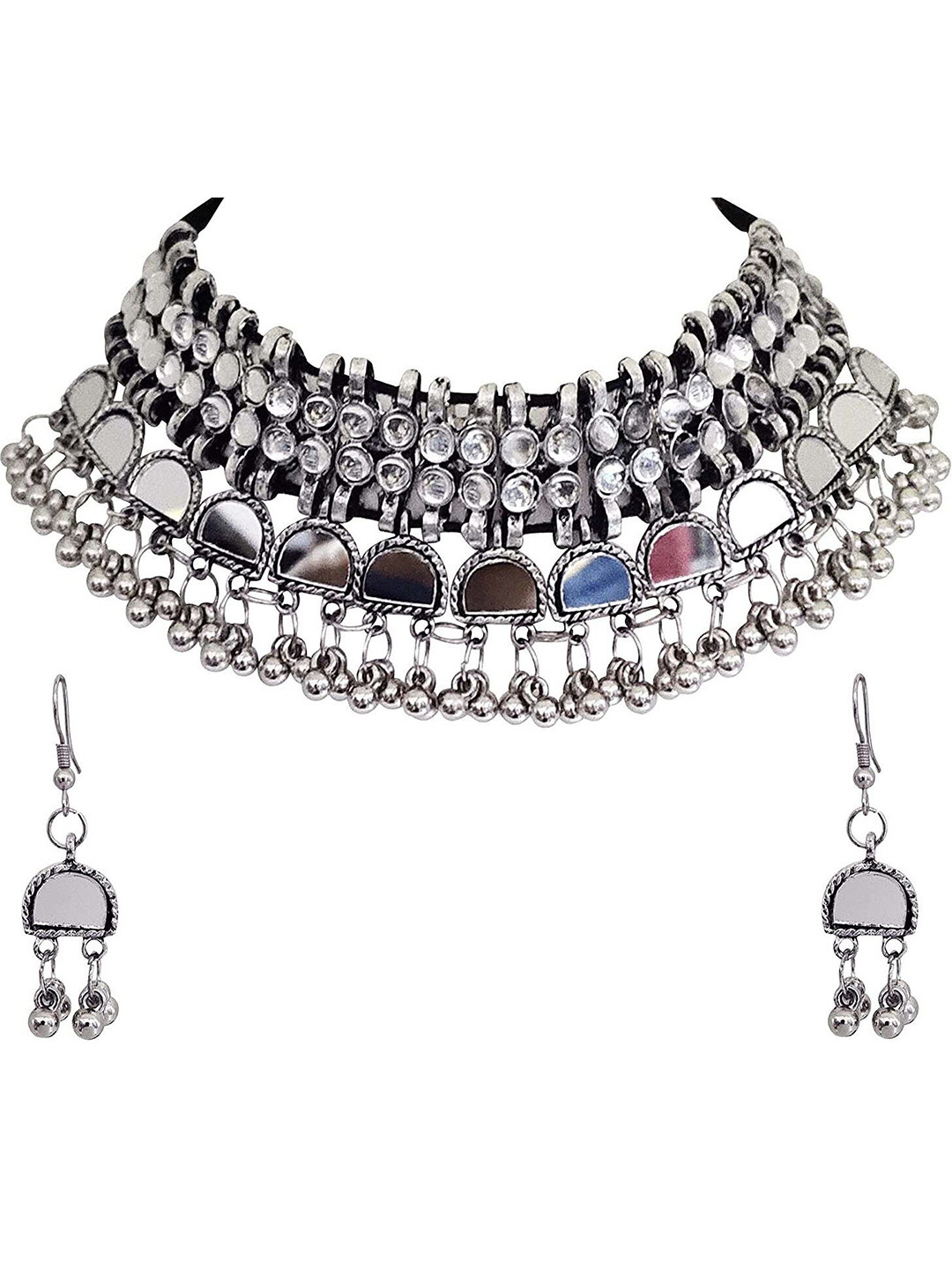 Oxidized Heaven Sterling Silver Silver Plated Oxidized Necklace With Earrings