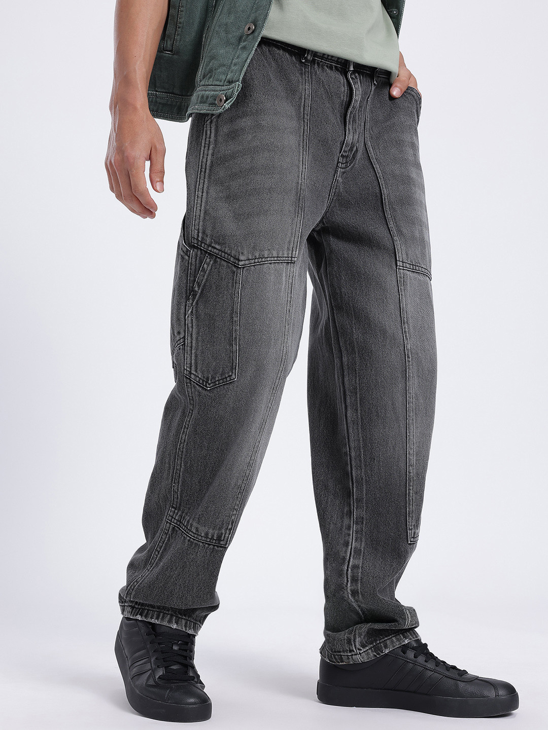 glitchez Men Mid-Rise Panelled Light Fade Straight Fit Jeans