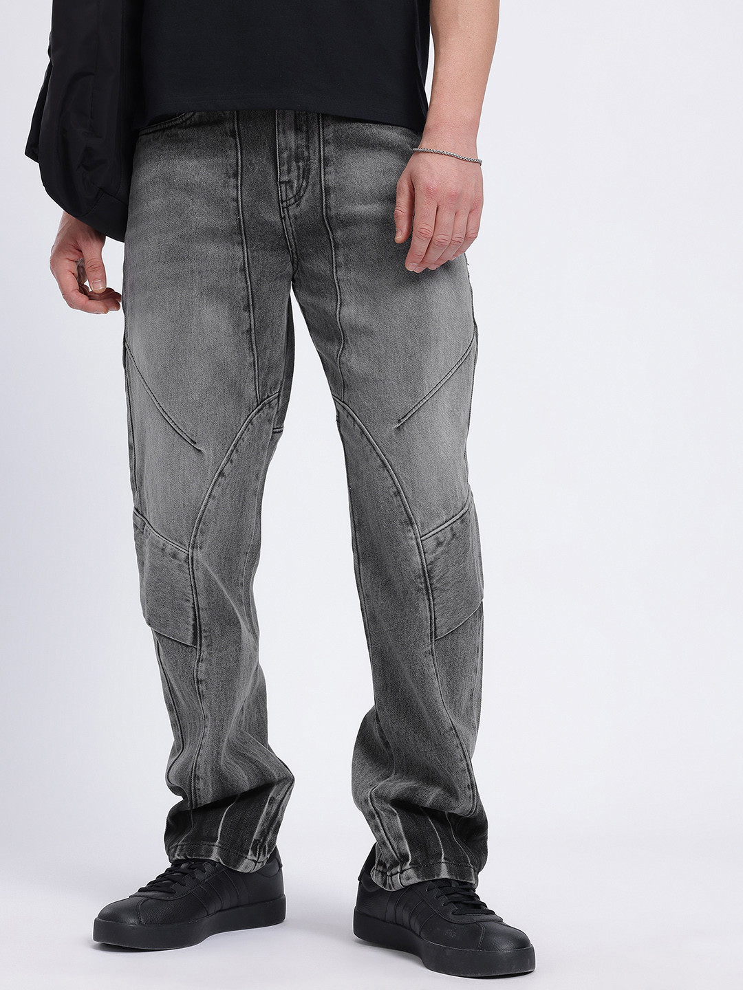 glitchez Men Mid-Rise Panelled Light fade Straight Fit Jeans