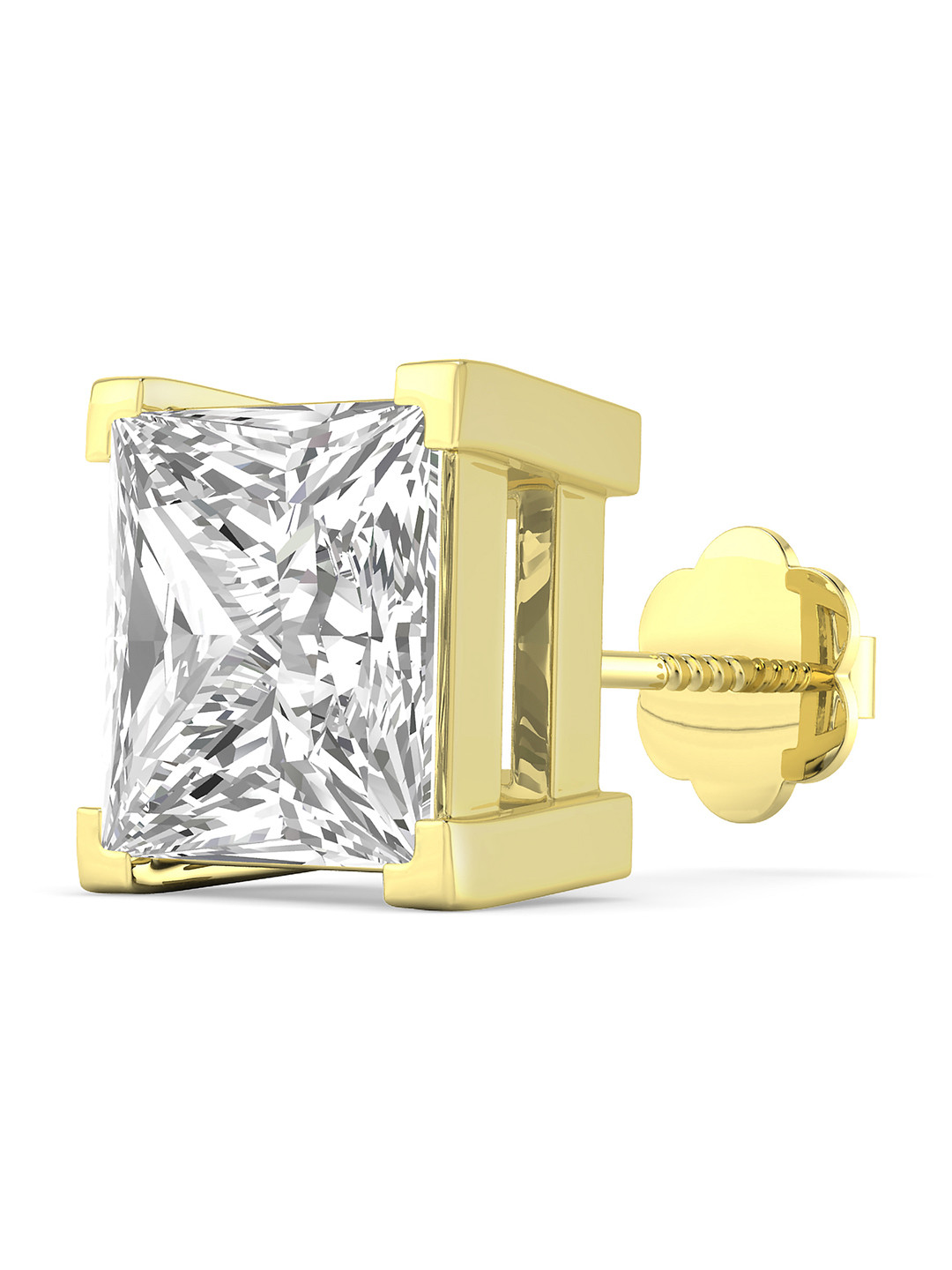 ORIONZ Men 925 Sterling Silver Cubic Zirconia Princess Solitaire Square Shaped Studs