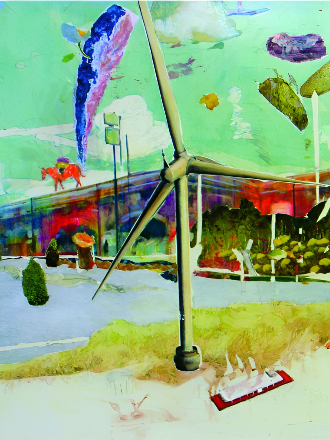 Inephos Green & Blue Beautiful Market Canvas Painting Unframed Wall Art