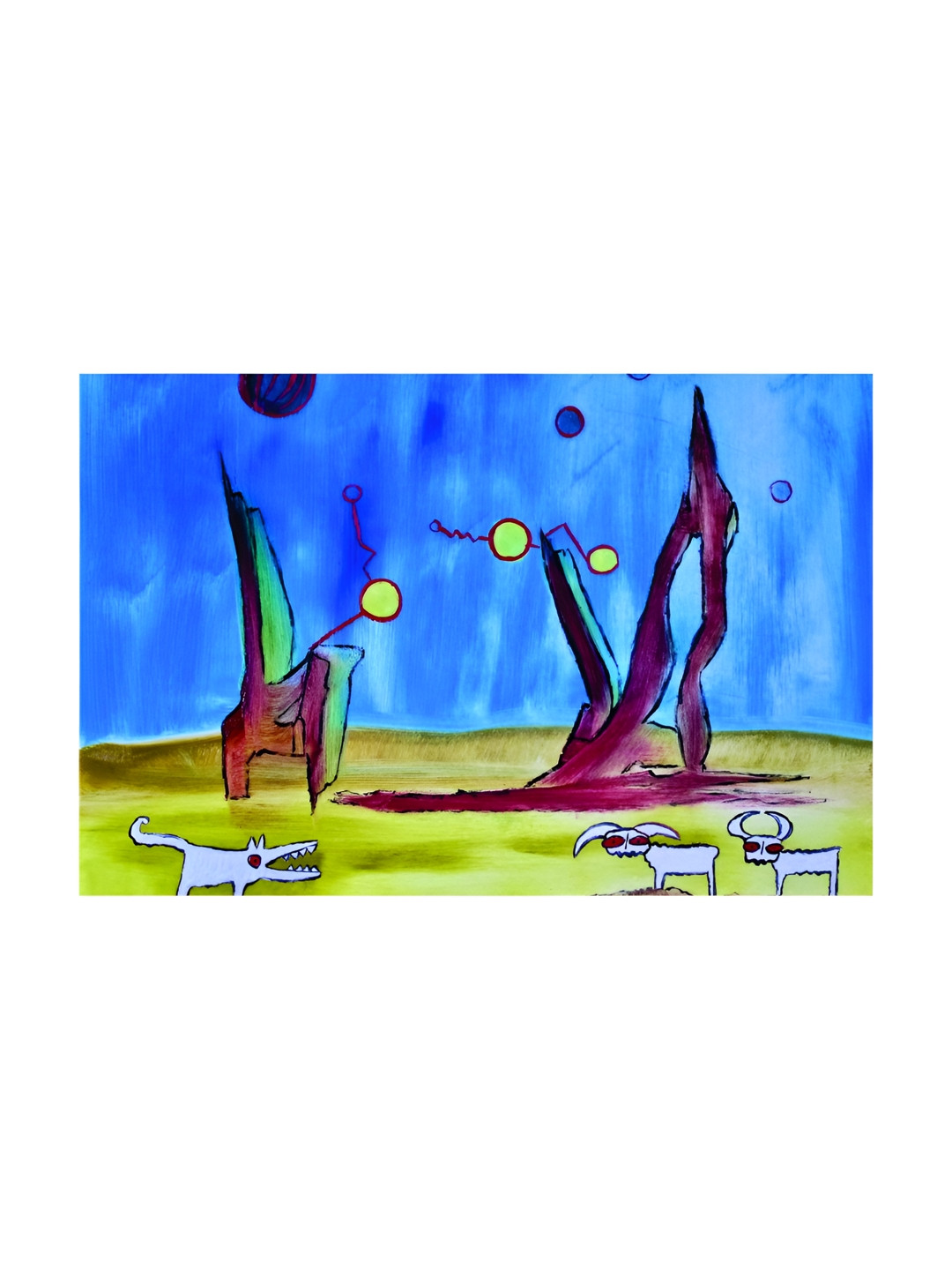 Inephos Blue & Green Abstract Canvas Painting Unframed Wall Art