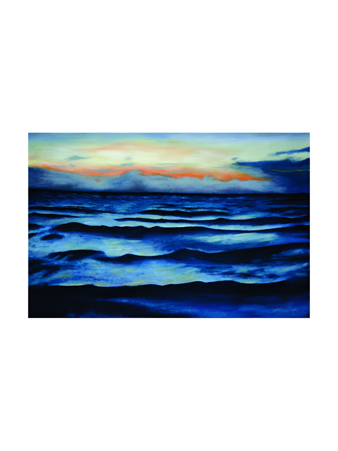 Inephos Blue & White Ocean Waves Nature Canvas Painting Unframed Wall Arts