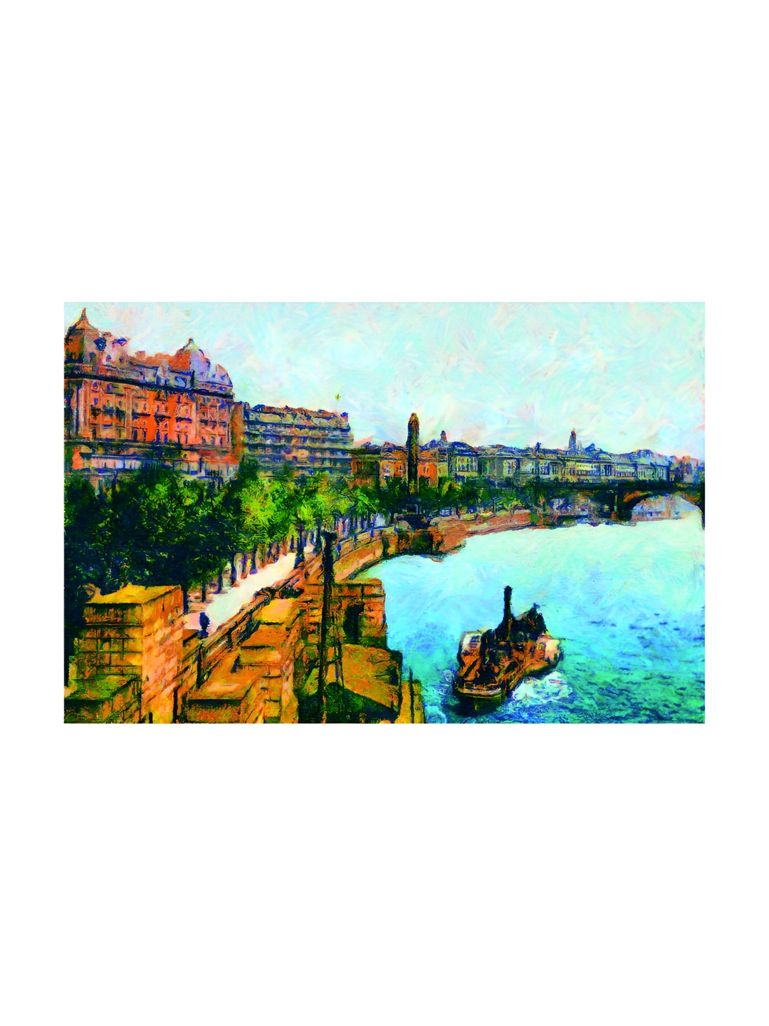 Inephos Blue & Yellow Embankment Canvas Painting Unframed Wall Art