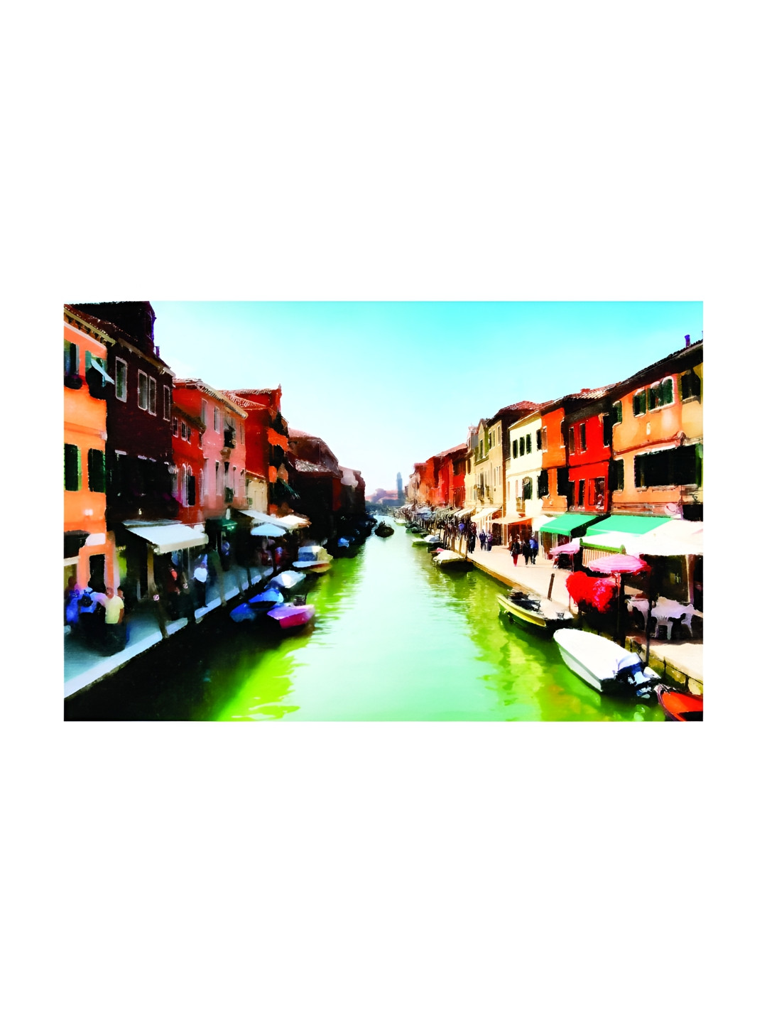 Inephos Blue & Green Canvas Painting Unframed Wall Art