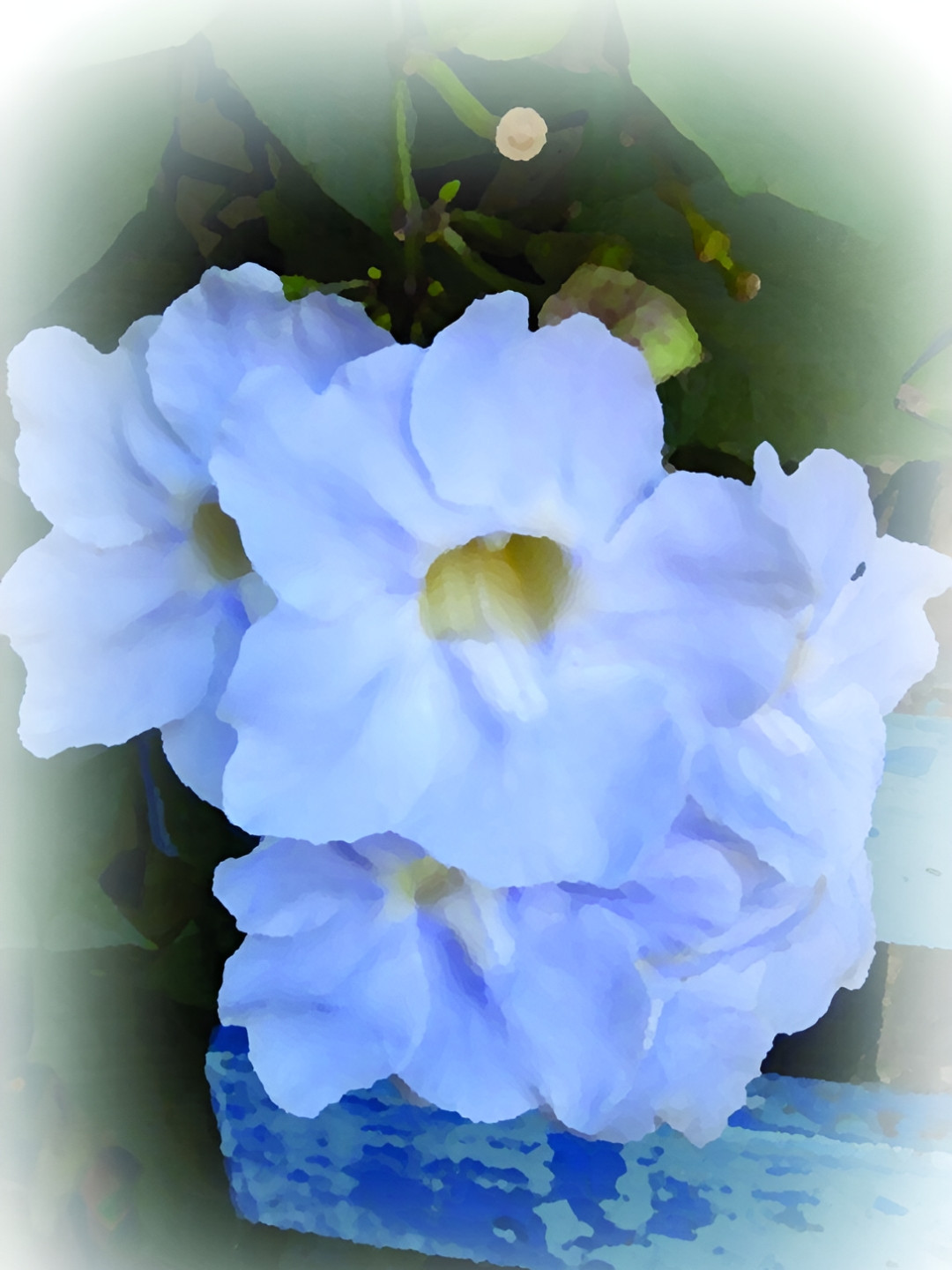 Inephos Blue & Green Flower Canvas Painting Unframed Wall Arts