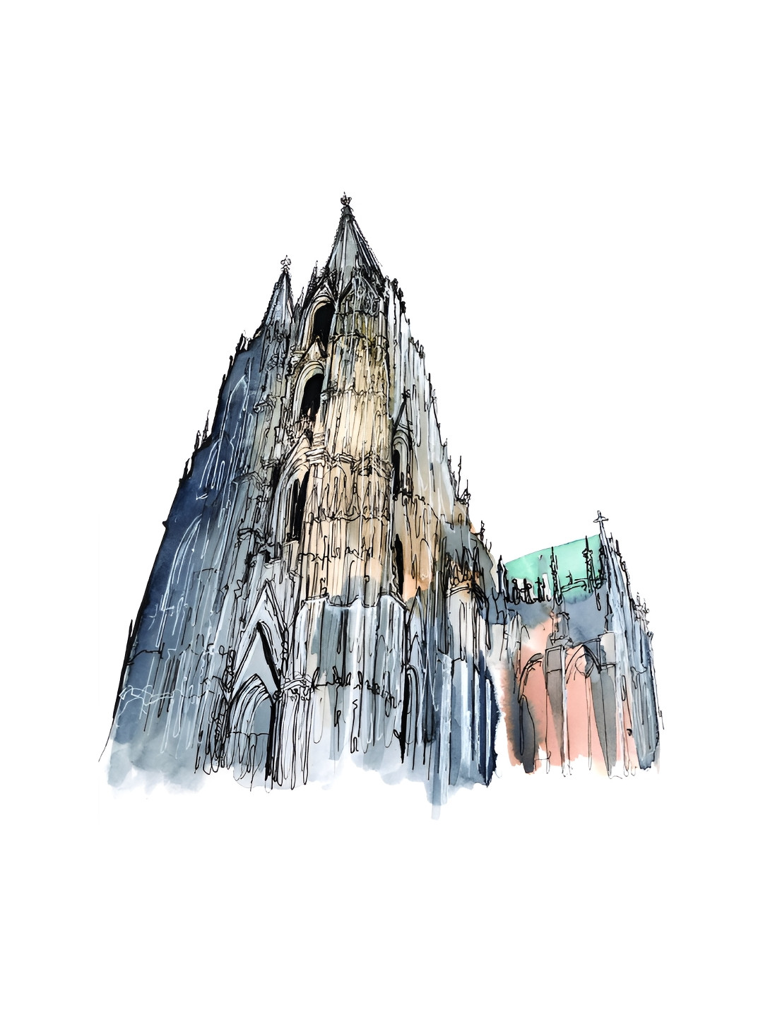 Inephos Cologne Cathedral Canvas Wall Rectangle Paintings Wall Art -35 x 24In