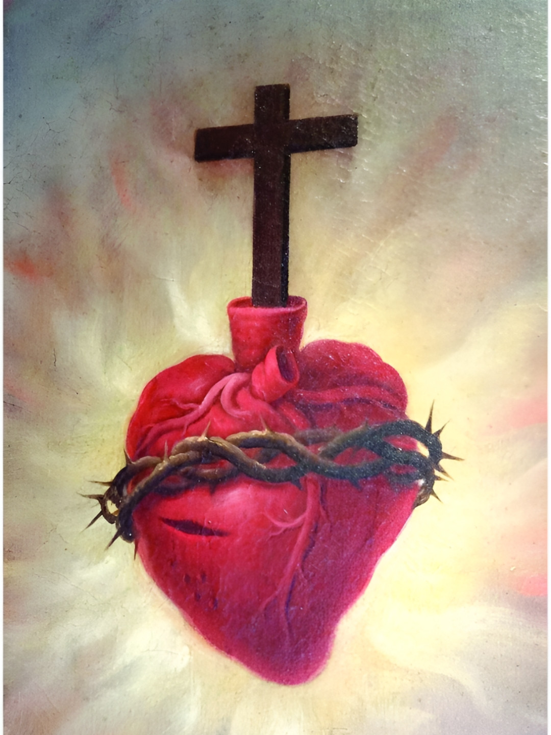 Inephos Sacred Heart Jesus Canvas Wall Rectangle Paintings Wall Art -35 x 24In