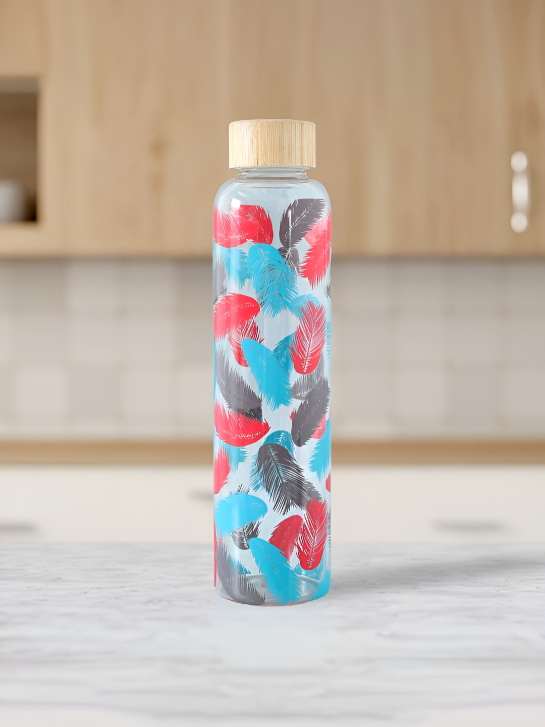 The Better Home Red Tropical Glass Spill Proof Water Bottle - 750ml