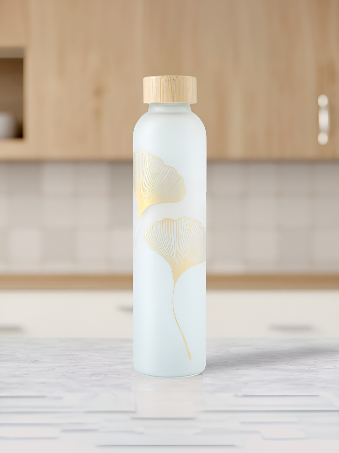 The Better Home Umai Gold Floral Glass BPA Free Water Bottle - 750ml